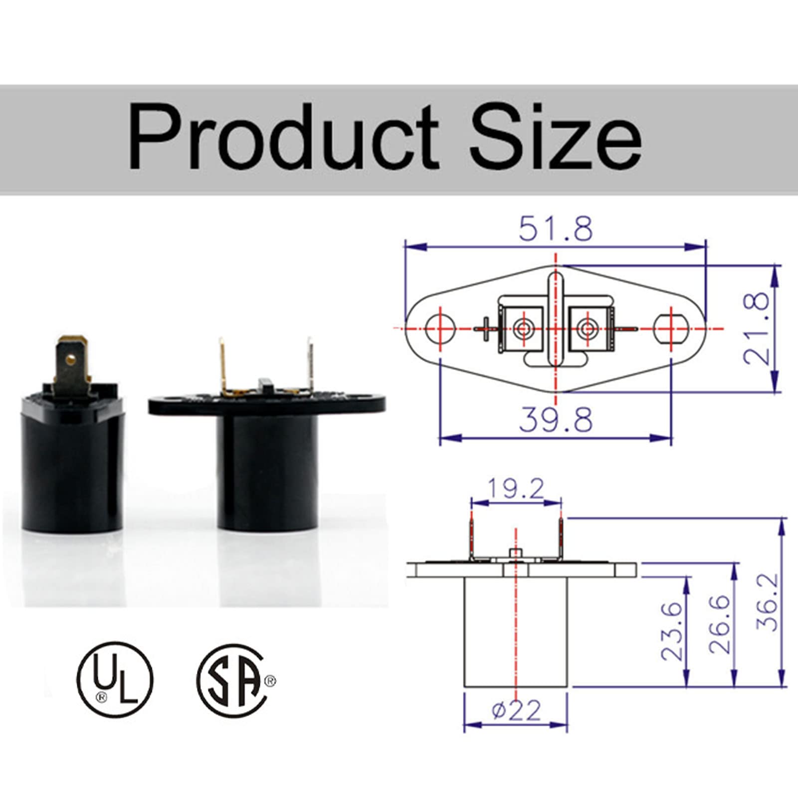 E17 Bakelite Microwave Light Bulb Socket Holder Replacement - 250V 75W Surface Mount Narrow Wall Lamp Base (Size A) - Perfect for Microwave Ovens, Kitchen Appliances & Small Fixtures