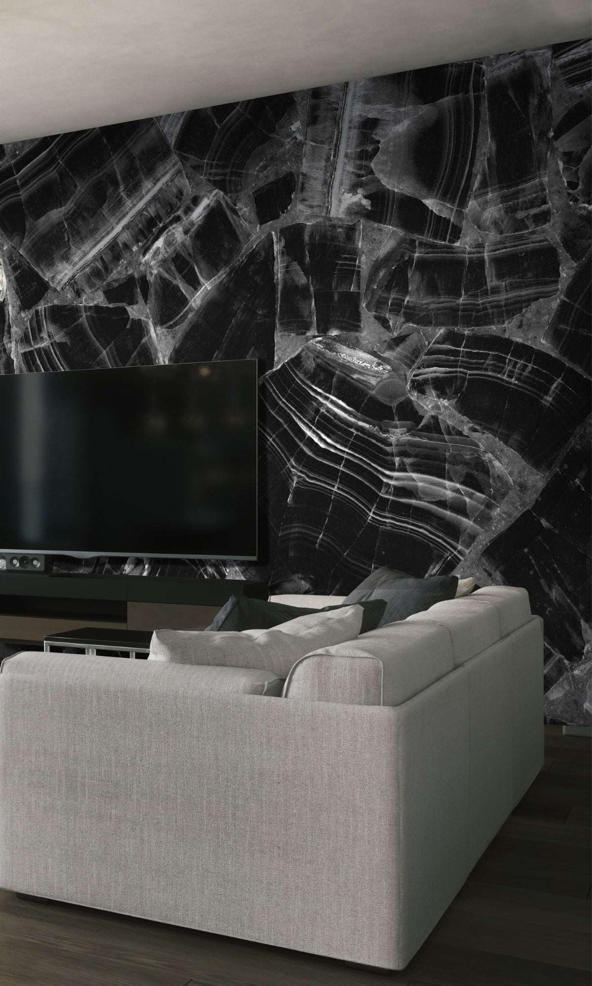 Black and White Marble Texture Peel and Stick Wallpaper - Self-Adhesive Removable Wall Mural for Living Room, Bedroom, Kitchen Decor (Design M1377)