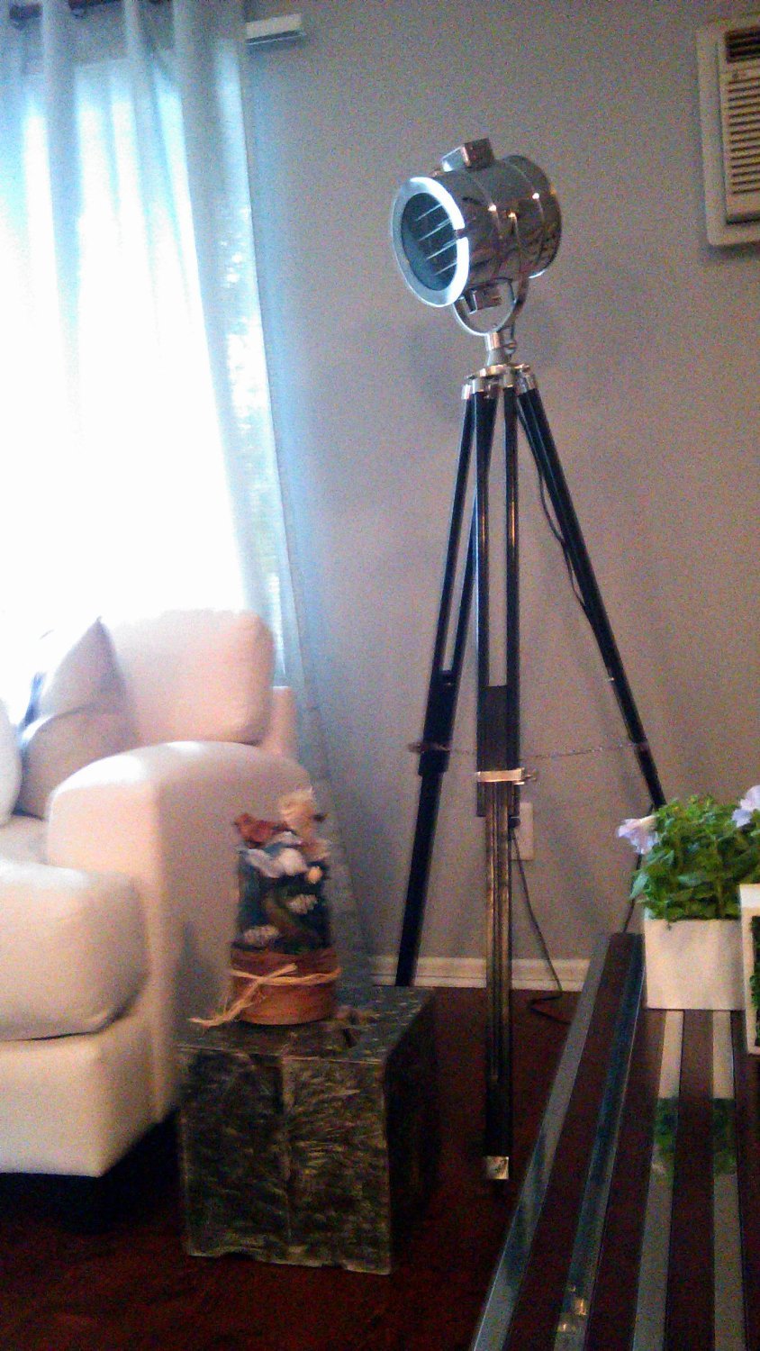 THOR INSTRUMENTS Adjustable Tripod Floor Lamp - Vintage Search Light Spotlight with Rustic Design for Home Decor, Living Room, Bedroom, Office Lighting | Perfect Gift Idea for Housewarming & Holidays