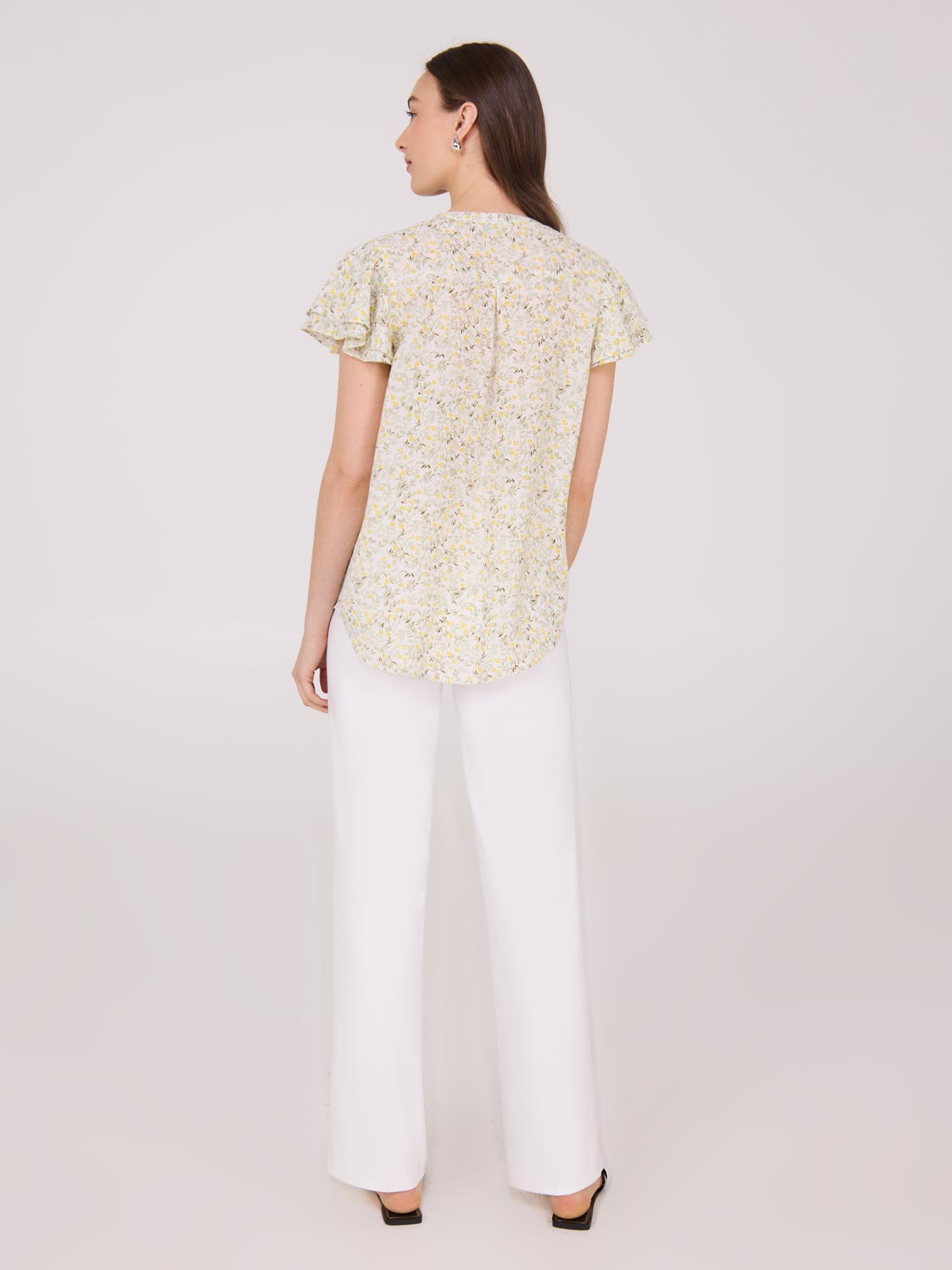 Floral Print Flutter Sleeve Chiffon Blouse for Women - Elegant Summer Tops for Office, Date Night & Casual Outings