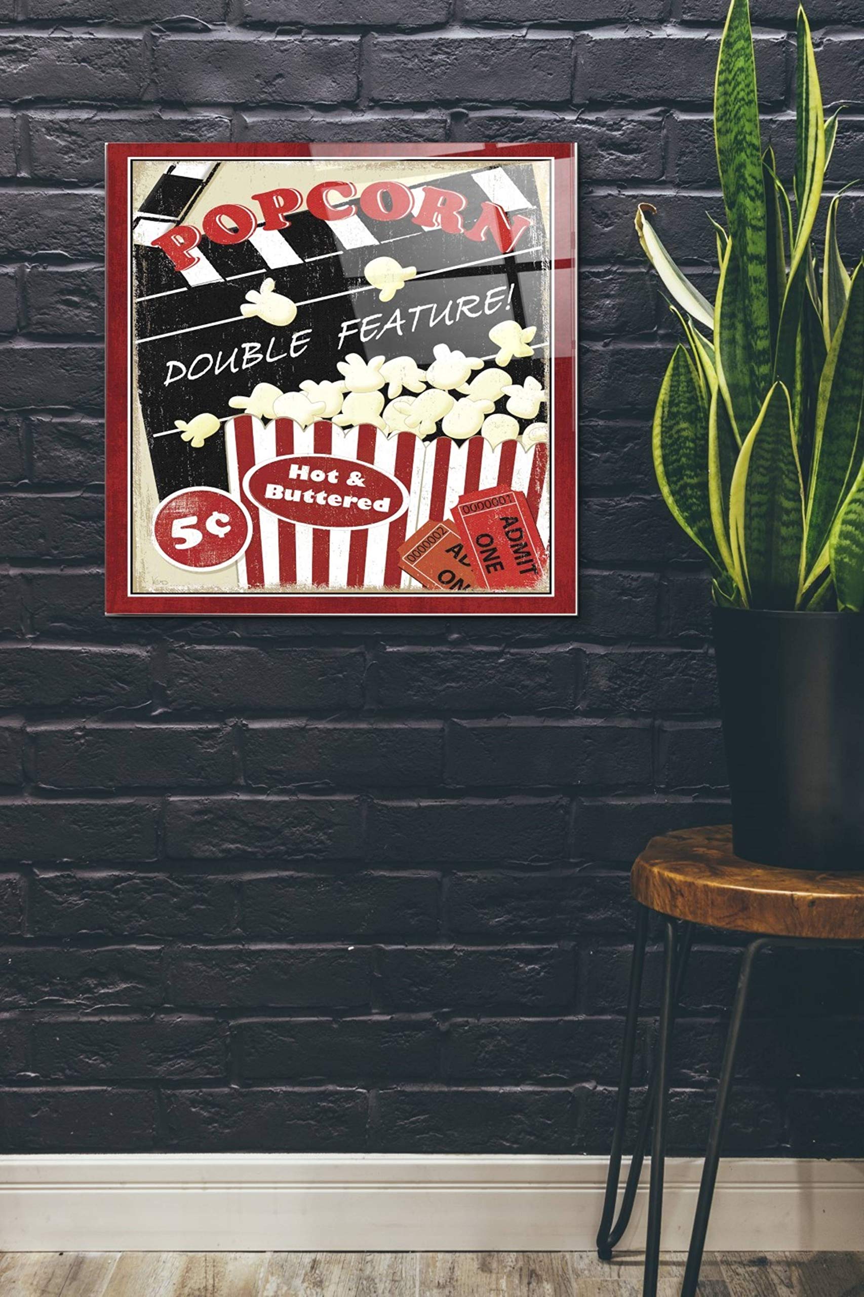 Epic Art 'At the Movies I' by Veronique Charron - 24x24 Inch Acrylic Glass Wall Decor - Modern Abstract Painting for Living Room, Bedroom & Office - Perfect Gift for Movie Lovers & Art Collectors