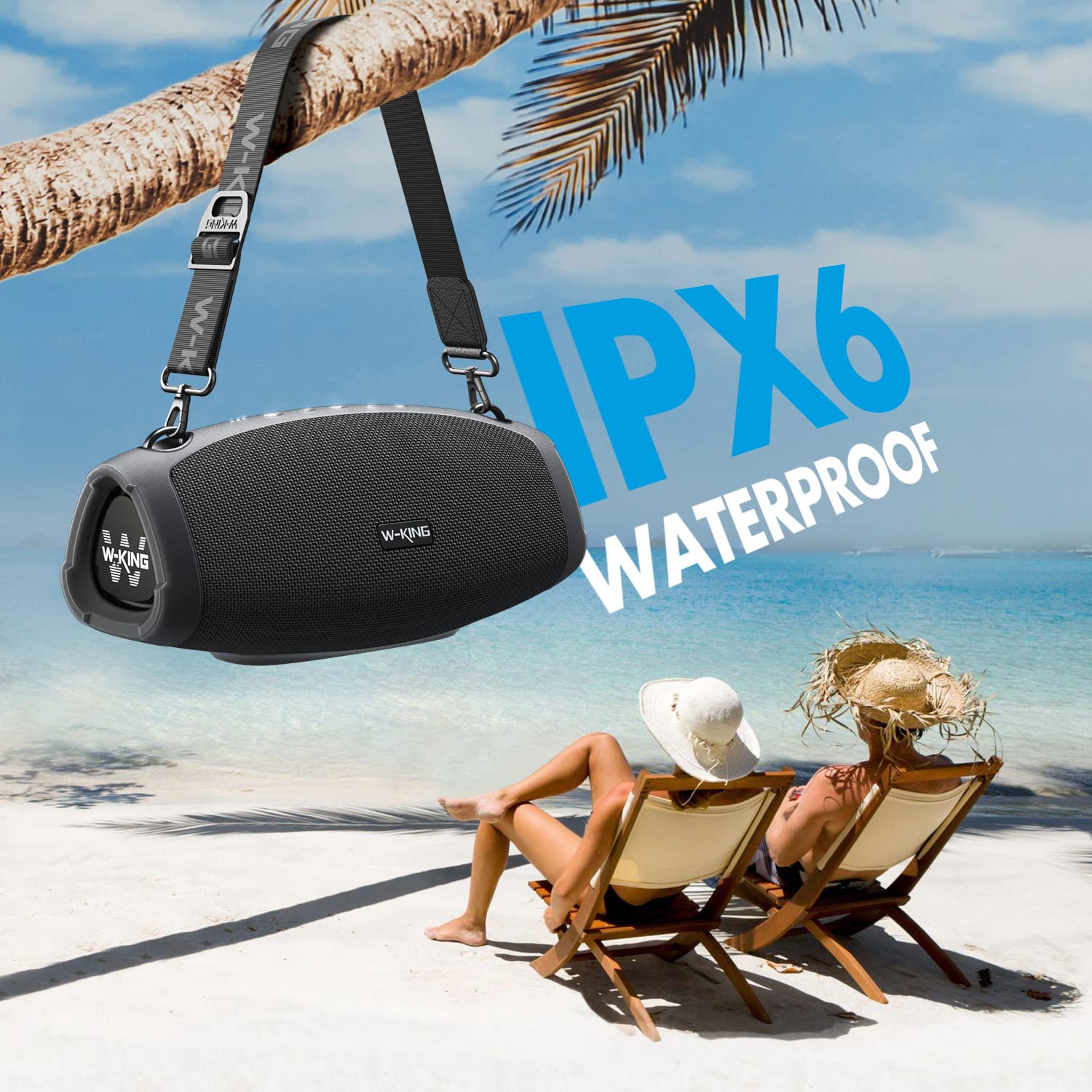 W-KING 120W Peak Bluetooth Speaker Wireless, 70W IPX6 Waterproof Outdoor Portable Speaker with Deep Bass, DSP, 42H Playtime, Power Bank, TF/AUX, EQ - Perfect for Parties, Beach, Camping & Outdoor Adventures
