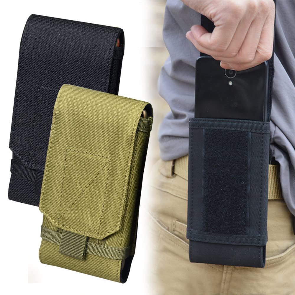 Universal Tactical MOLLE Holster - Military Grade Phone Pouch for iPhone 13/14/Pro/X/XS Max/XR/7/8 Plus & Samsung Galaxy S10/S9/S8 Plus - EDC Waist Bag with Belt Clip - Perfect for Outdoor, Hiking, Camping & Security Work