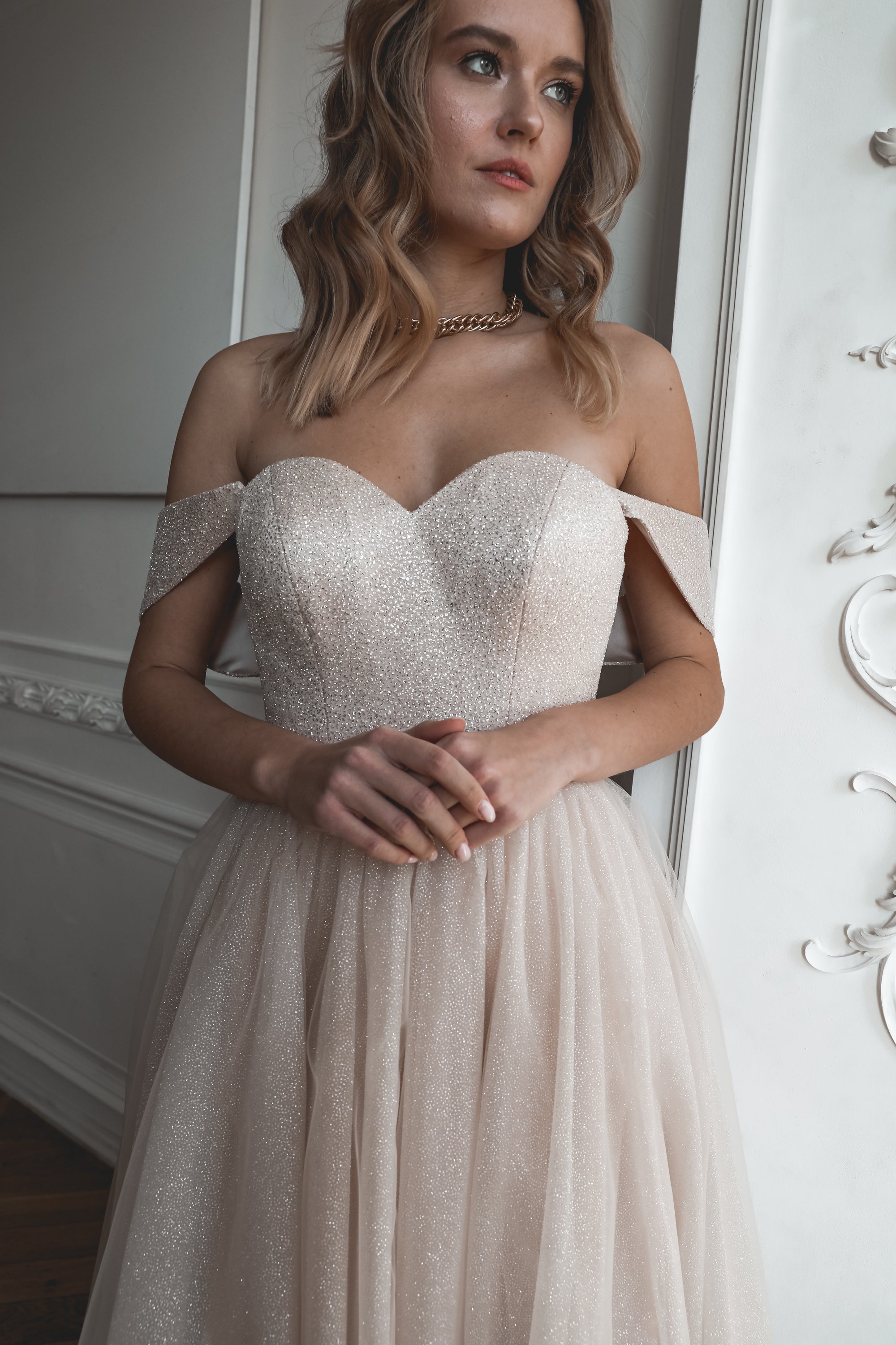 Sparkly Blush Midi Evening Dress for Women - Elegant Party Gown for Prom, Wedding, Cocktail & Formal Events