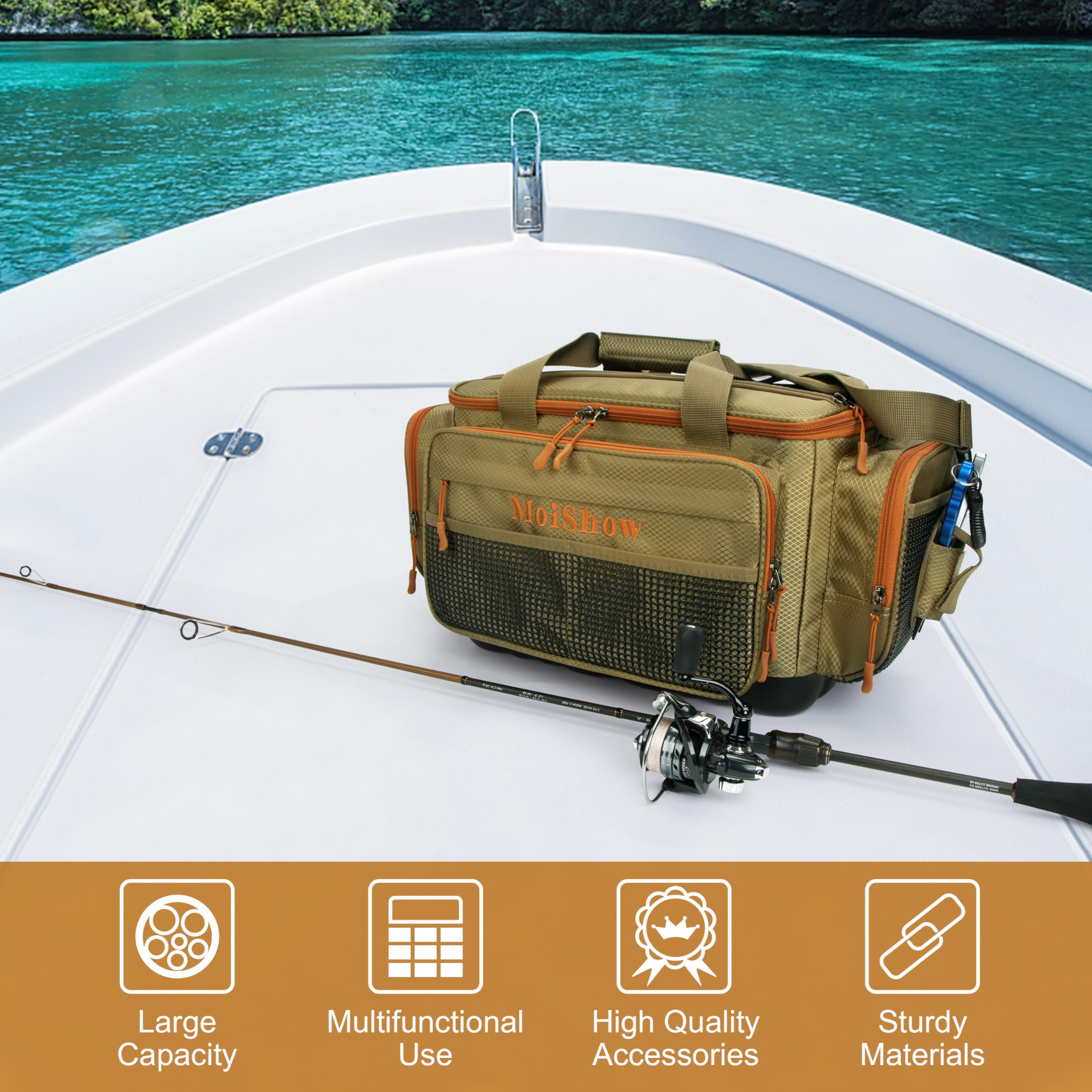 **Waterproof Fishing Tackle Box Bag - Durable Saltwater & Freshwater Fishing Gear Organizer with Padded Shoulder Strap - Fits 3600 & 3700 Tackle Boxes - Perfect for Shore, Boat & Kayak Fishing**
