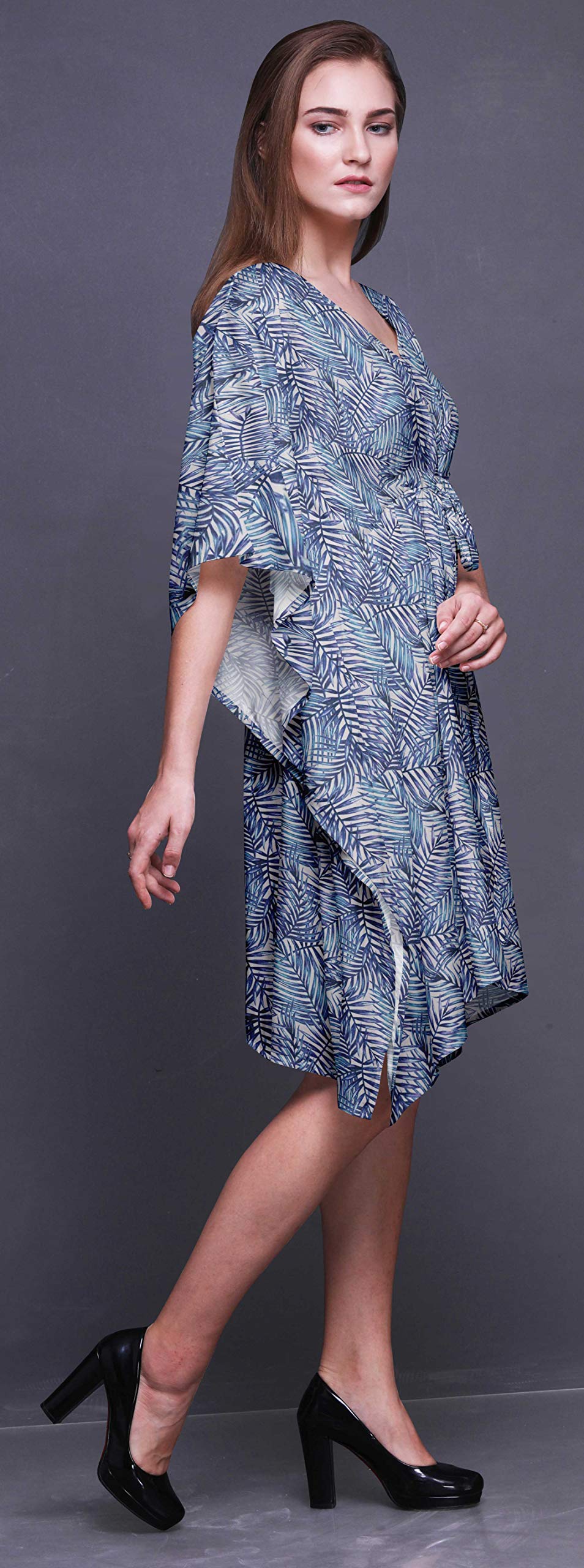 Bimba Women's Short Caftan Midi Dress - Beach Cover Up, Swimwear Wrap, Boho Summer Dress for Pool, Vacation & Resort Wear