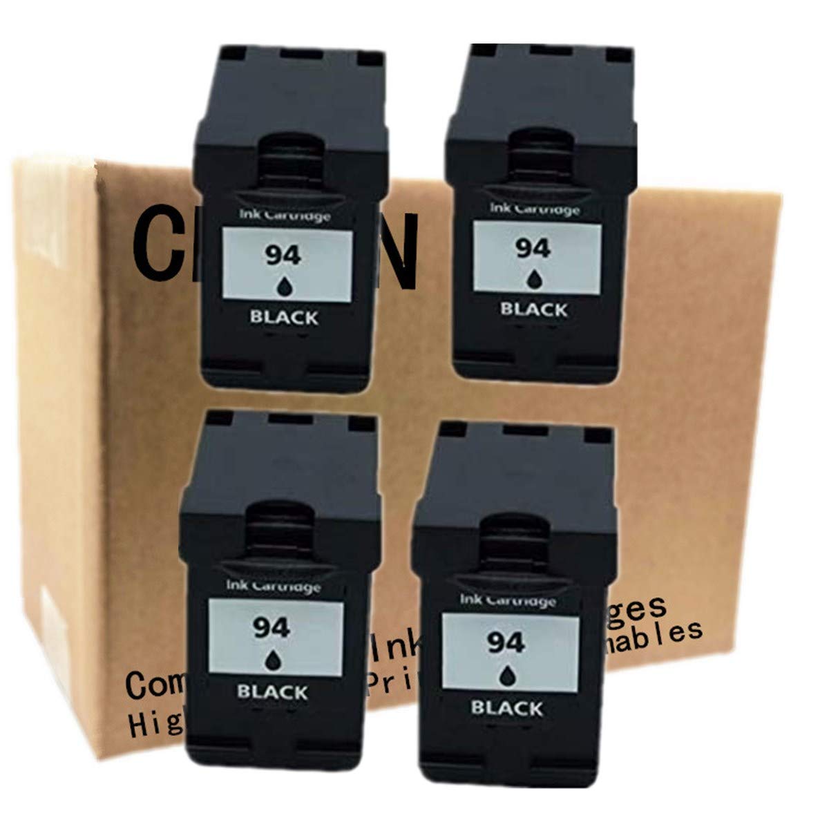 High-Quality Remanufactured Ink Cartridges (4-Pack) - Compatible with HP 94XL/HP94/HP94XL for Photosmart 2610/2710/7830/8150/8450/8750/375/325 & Officejet 6210/7210/7410 Printers - Perfect for Home & Office Printing Needs