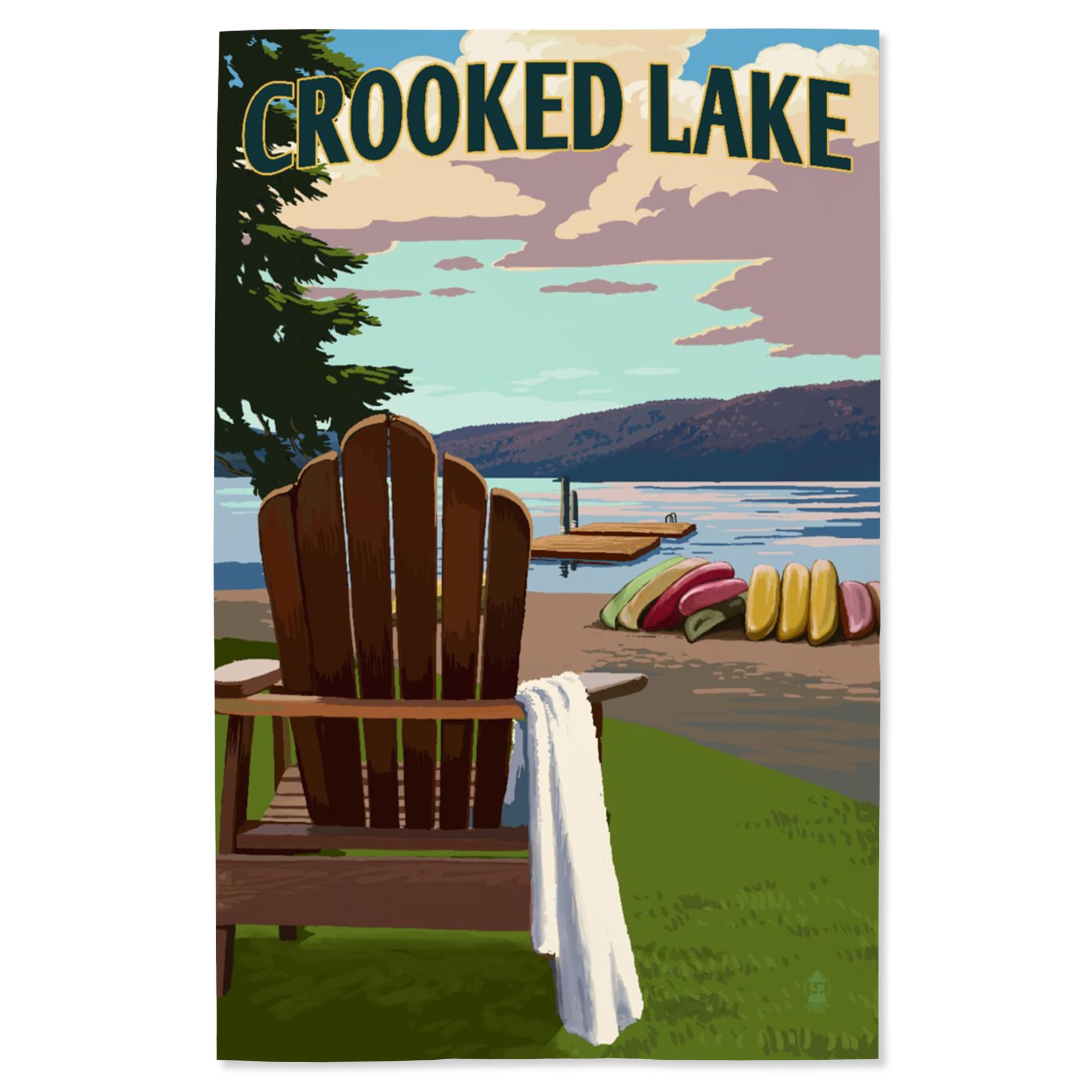 Lantern Press 16x24 Inch Giclee Art Print - Crooked Lake Michigan Landscape with Adirondack Chairs - Premium Wall Decor for Living Room, Bedroom & Office