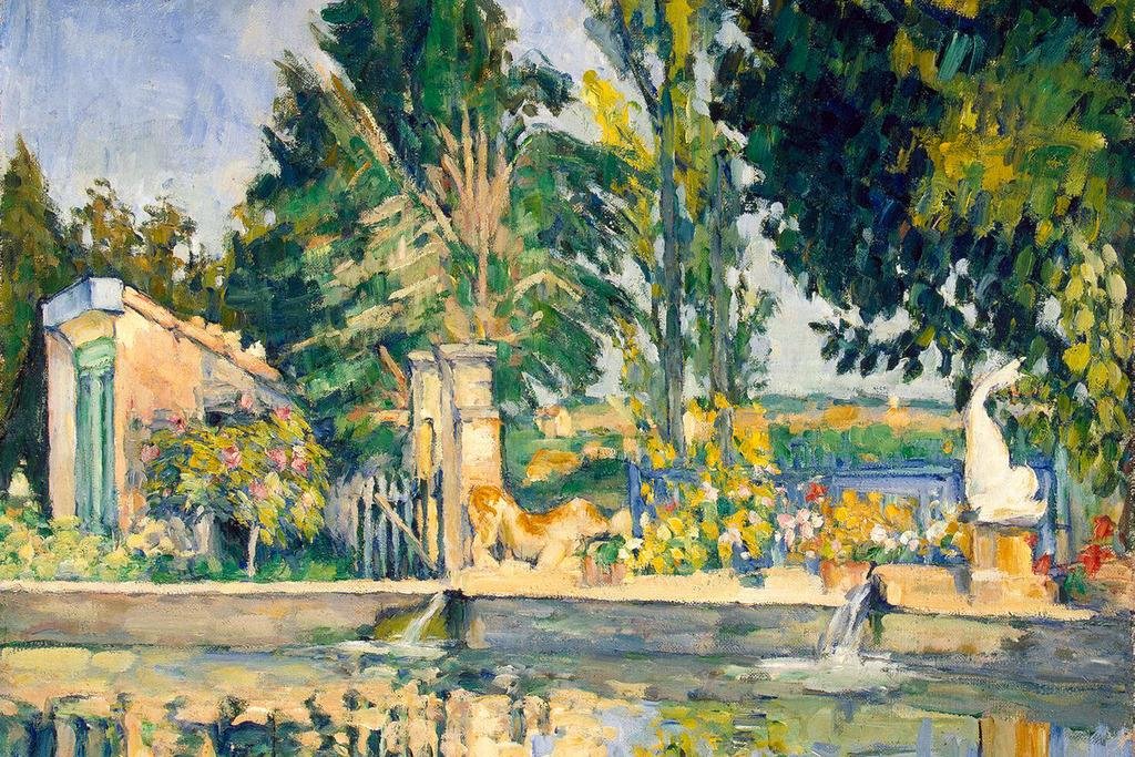 Paul Cezanne The Pool Impressionist Art Print - Nature Landscape Painting Flower Wall Decor by French Artist - Romantic Garden Art Poster 24x16 - Perfect for Living Room, Bedroom & Office Wall Decor