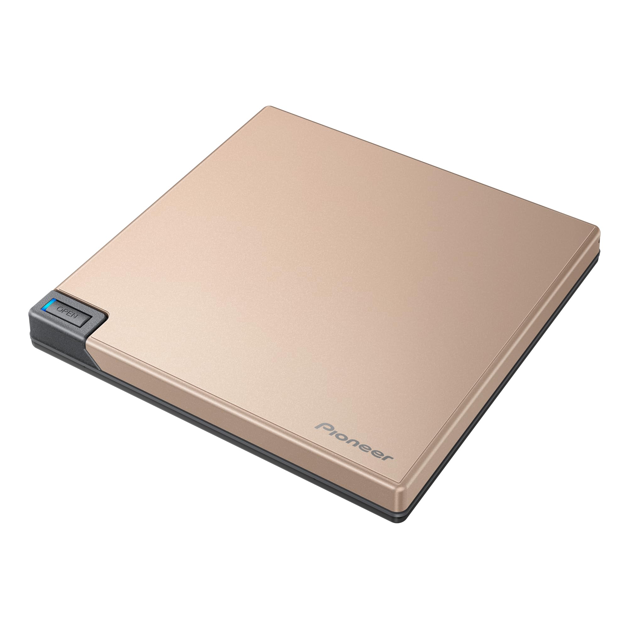 Pioneer BDR-XD08G Slim Portable External Blu-ray Drive - USB 3.2 Gen1 & Type-C Compatible, BD/DVD/CD Writer in Gold | Perfect for Laptops, Home Theater & Media Backup