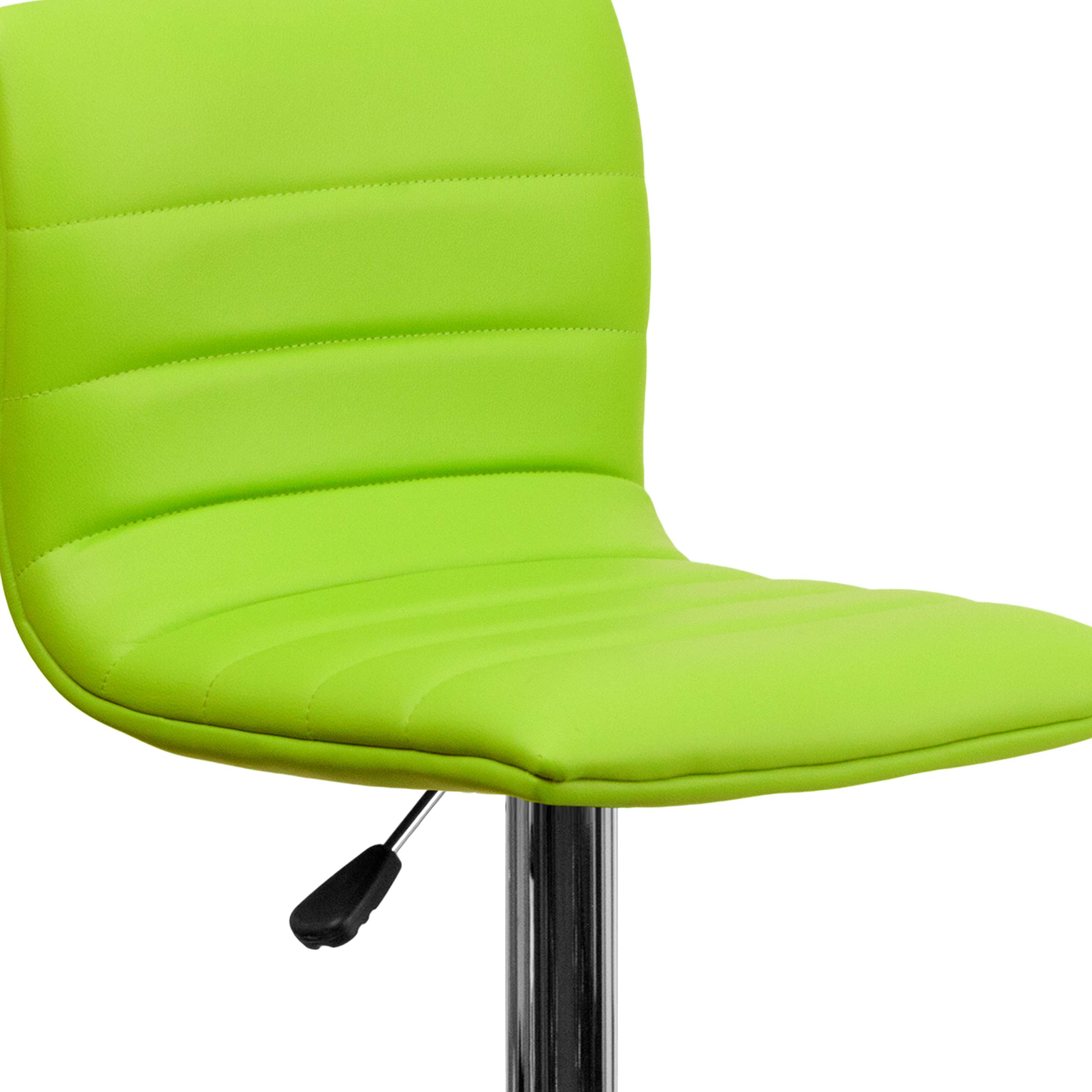 2 Pack Adjustable Height Green Vinyl Bar Stools with Horizontal Stitch Back - Perfect for Kitchen Island, Breakfast Nook & Home Bar Decor
