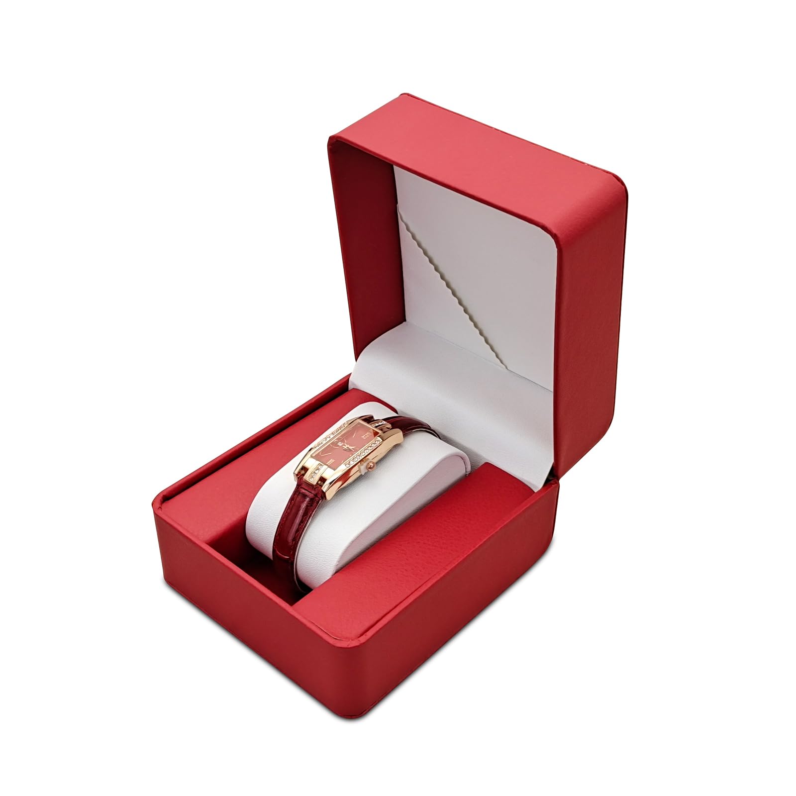 Premium PU Leather Watch Box - Single Watch Display Case with Detachable Pillow for Men & Women | Portable Watch Storage Organizer | Perfect for Travel, Gift & Jewelry Collection (Red)