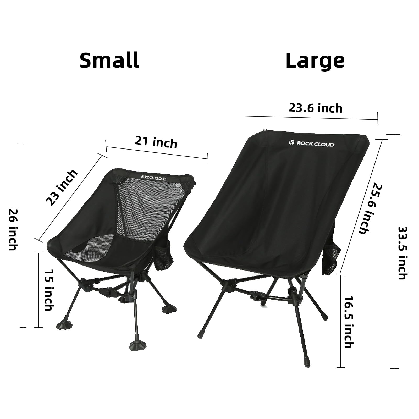 2 Pack ROCK CLOUD Ultralight Folding Camping Chairs - Portable Outdoor Chairs for Adults, Large Size with Violet Mesh - Perfect for Camping, Hiking, Backpacking, Beach, Lawn, Picnics & Sports Events