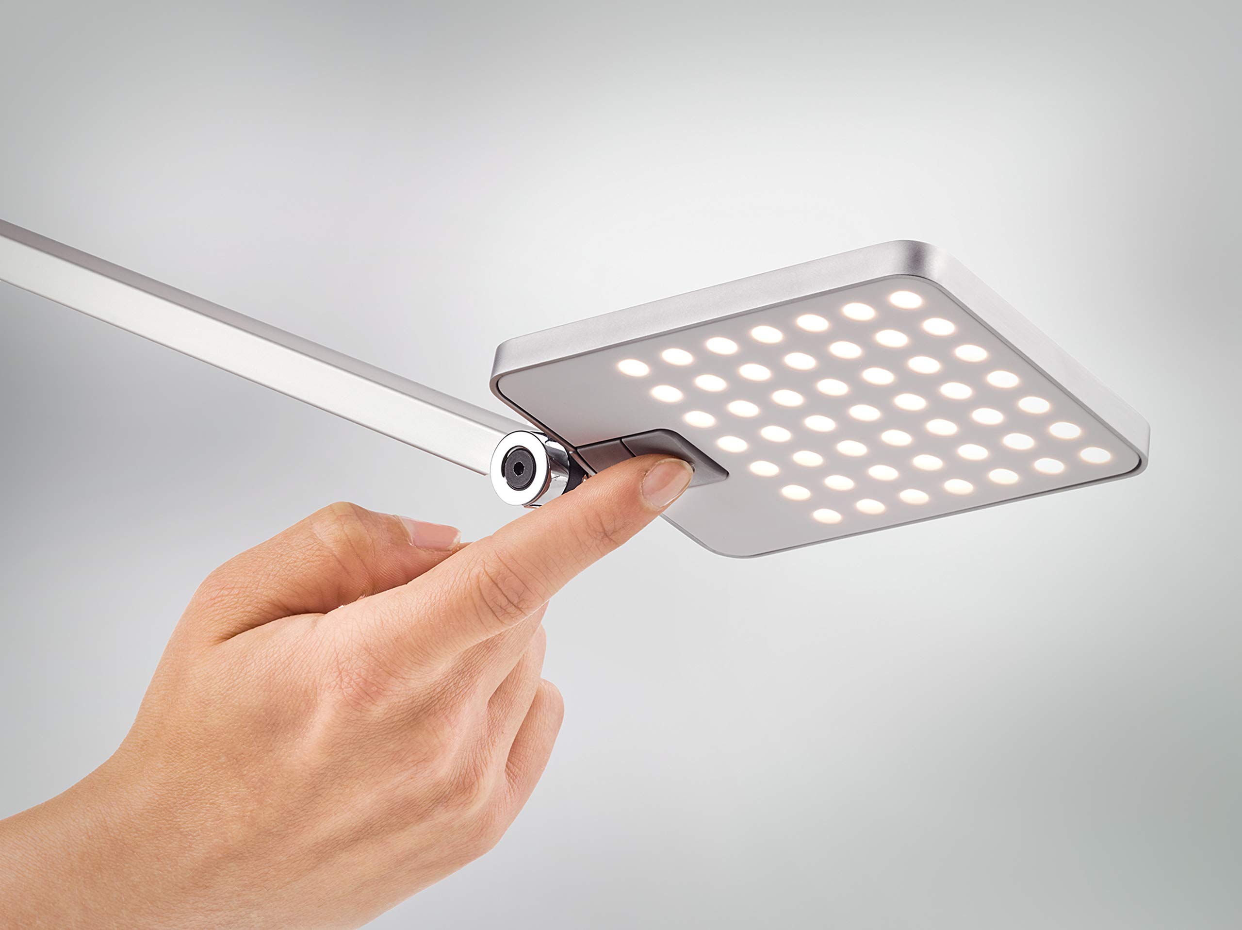 Novus Attenzia Adjustable LED Desk Lamp - 742 Lumens 4000K Natural White Light, One-Touch Memory Dimming & Anti-Glare Technology to Reduce Eye Strain, Flexible Pivoting Arms with Clamp Mount for Home Office, Study, Reading, and Crafting (Silver)