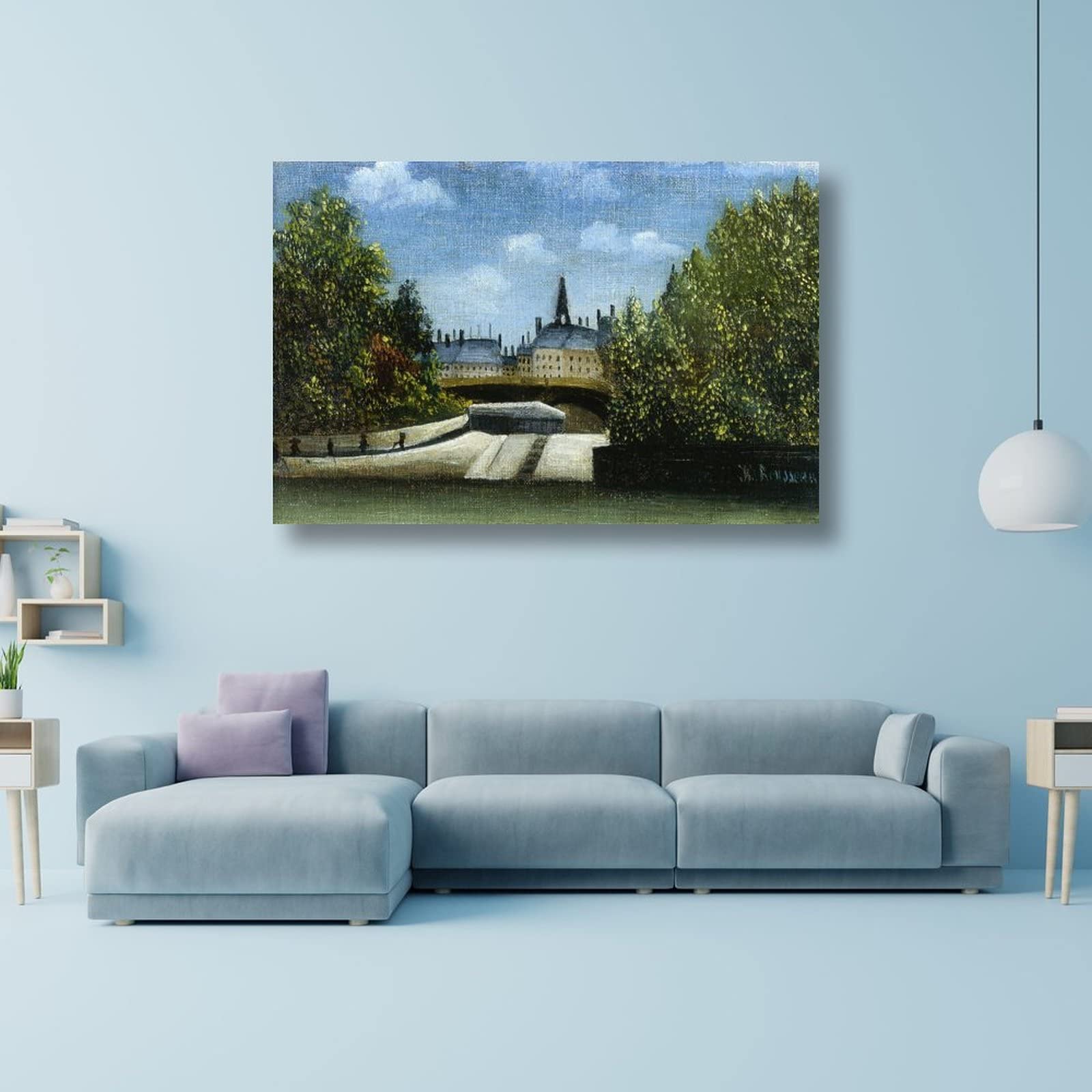 Henri Rousseau Ile De La Cite Painting Poster - Premium Canvas Wall Art Print (24x36 inches/60x90cm) - Framed or Unframed Modern Home Decor - Perfect for Living Room, Bedroom & Office Decoration