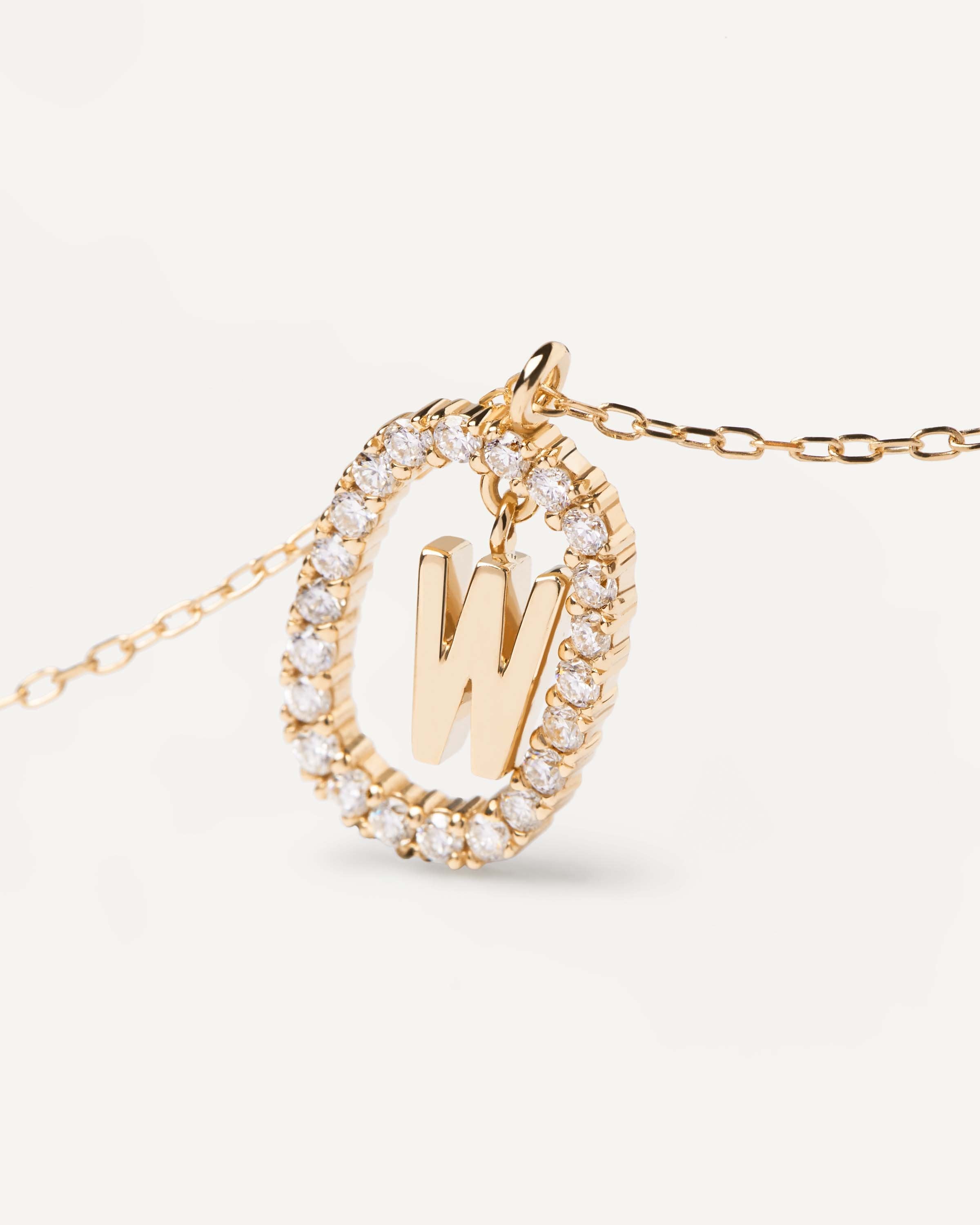 Diamond & Gold Letter W Pendant Necklace for Women - Elegant Initial Jewelry Gift for Birthday, Anniversary & Special Occasions