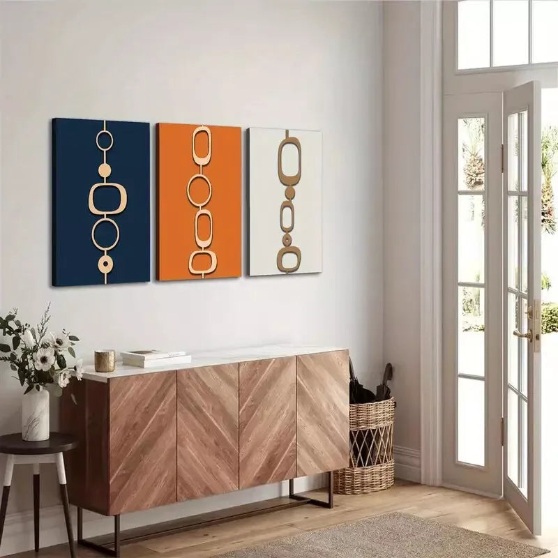 3-Piece Abstract and Geometric Art Canvas Wall Decor - 40x60cm Framed High-Quality Print - 100% Australian Made - Ready to Hang - Perfect for Living Room, Bedroom & Office Decor