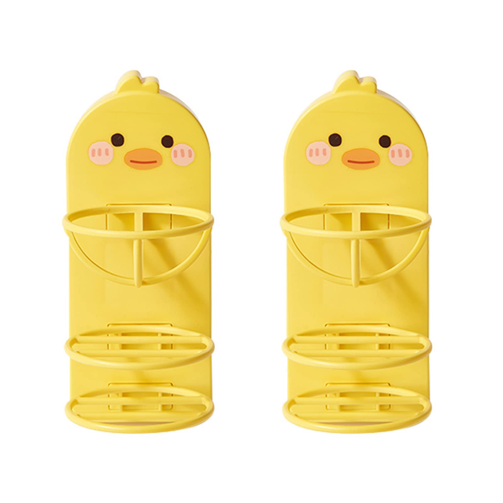 2PCS Cute Duck Makeup Sponge Holder - Cartoon Animal Adhesive Bathroom Organizer, No Drilling Traceless Vanity Shelf for Beauty Blender, Egg Powder Puff Drying Stand & Storage | Perfect for Makeup Vanity, Bathroom Counter & Travel Cosmetic Organization