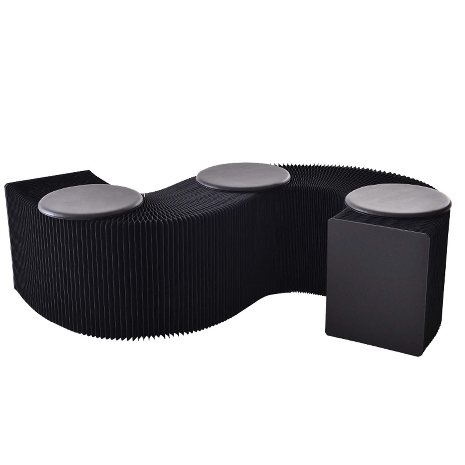 GDMING Retractable Kraft Paper Bench - Foldable Ottoman Stool with Storage, 63