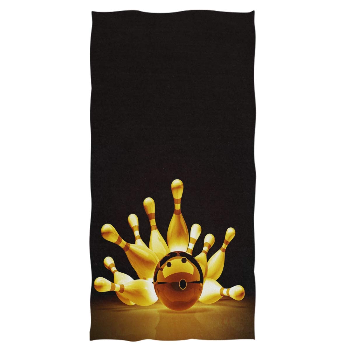 3D Golden Bowling Ball Print Soft Hand Towels - 16x30 Inches Absorbent Bath Towels for Bathroom, Hotel, Gym & Spa - Perfect for Sports Bars, Bowling Alleys & Man Cave Decor