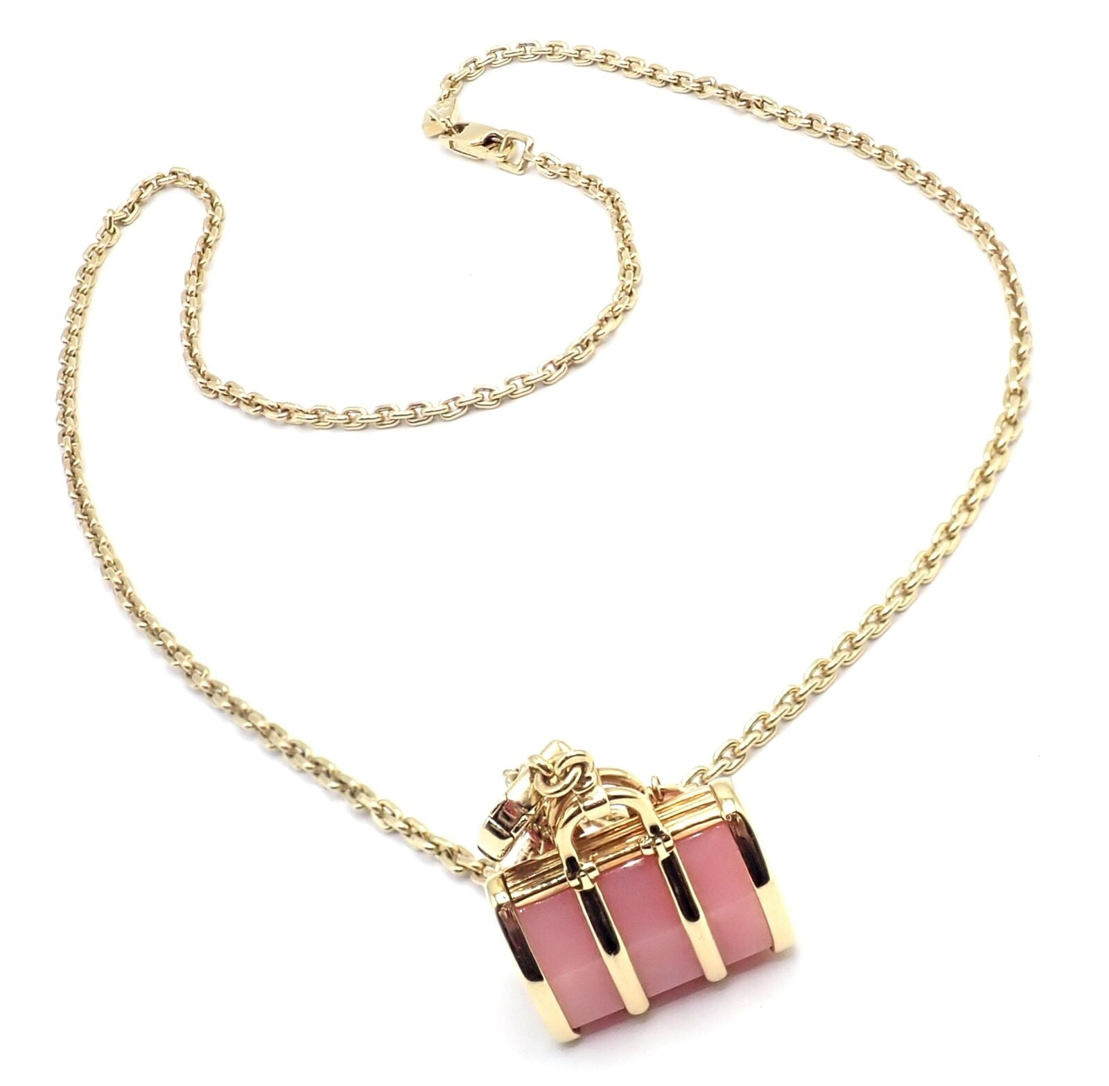 Authentic Louis Vuitton 18k Yellow Gold Quartz Purse Bag Pendant Chain Necklace - Luxury Gift for Women, Perfect for Parties & Special Occasions
