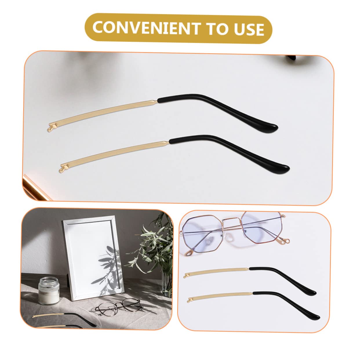 Lurrose 2 Pairs Metal Glasses Temple Replacement - Adjustable Eyeglass Frame Arms with Screwdriver for Men & Women - Perfect for Reading, Working & Daily Wear