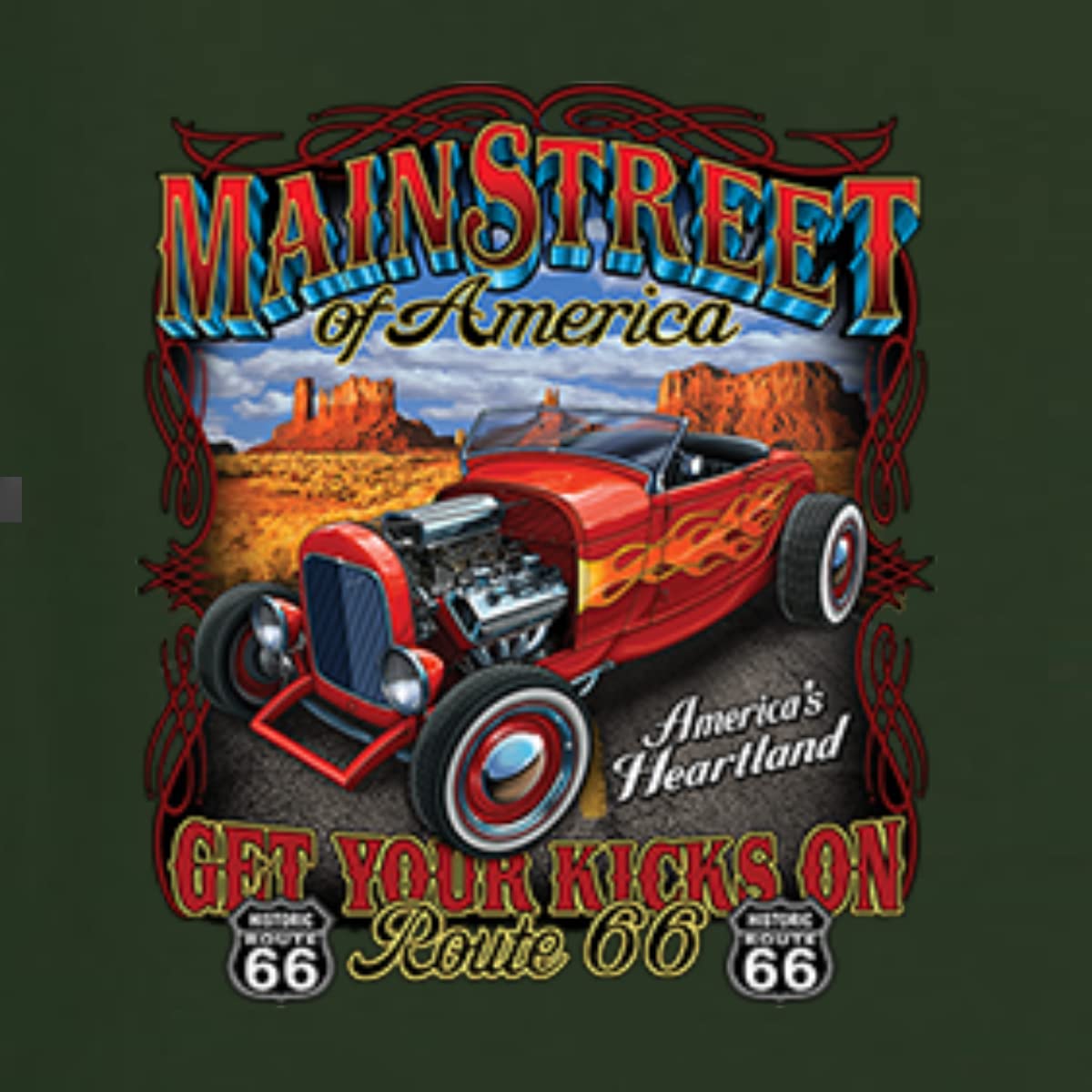 Vintage Route 66 Hot Rod Cars & Trucks Graphic T-Shirt for Women - Retro Road Trip Inspired Tee for Casual Wear & Travel Adventures