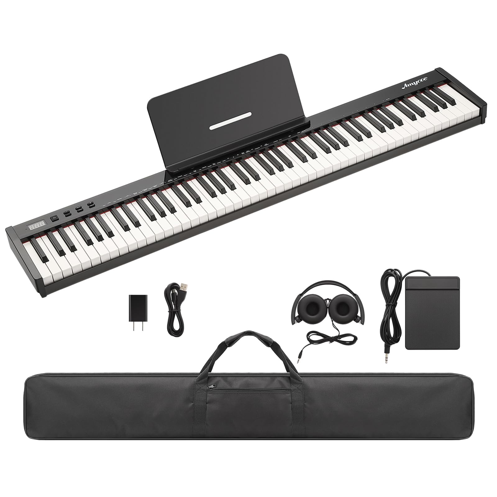 88-Key Weighted Electric Piano Keyboard for Beginners - Portable with Stand & Bluetooth - Perfect for Home & Studio Practice