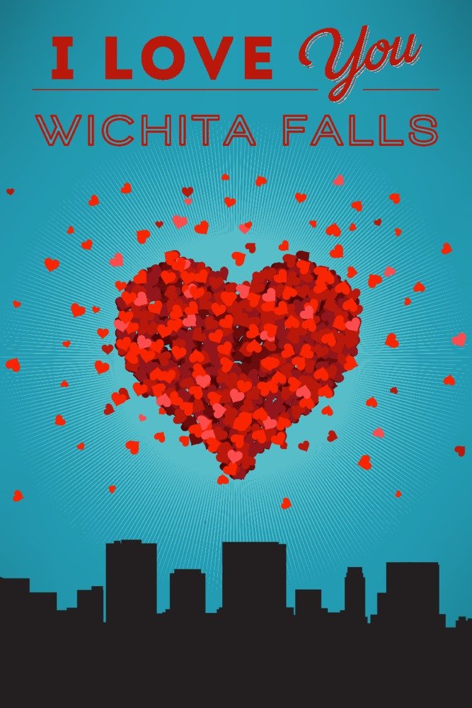 I Love You Wichita Falls Texas - 12x18 Inch Framed Wall Art Poster for Home & Office Decor - Perfect Gift for Valentine's Day, Anniversary & Housewarming