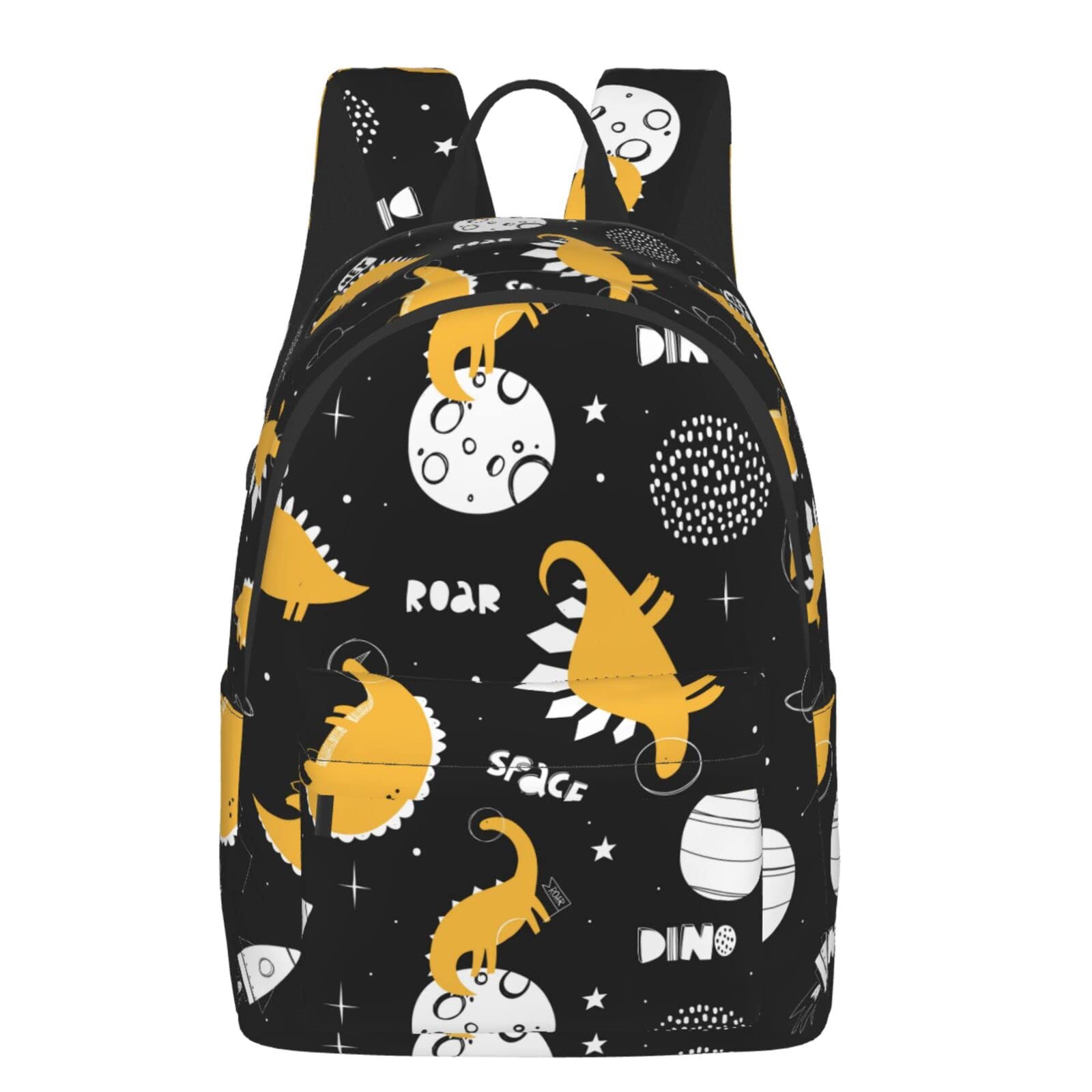 Delerain 16 Inch Dinosaur Print Laptop Backpack - Waterproof School Bookbag for College, Travel & Work - Yellow Full Print Shoulder Bag for Men & Women - Perfect for Commuting, Hiking & Daily Use