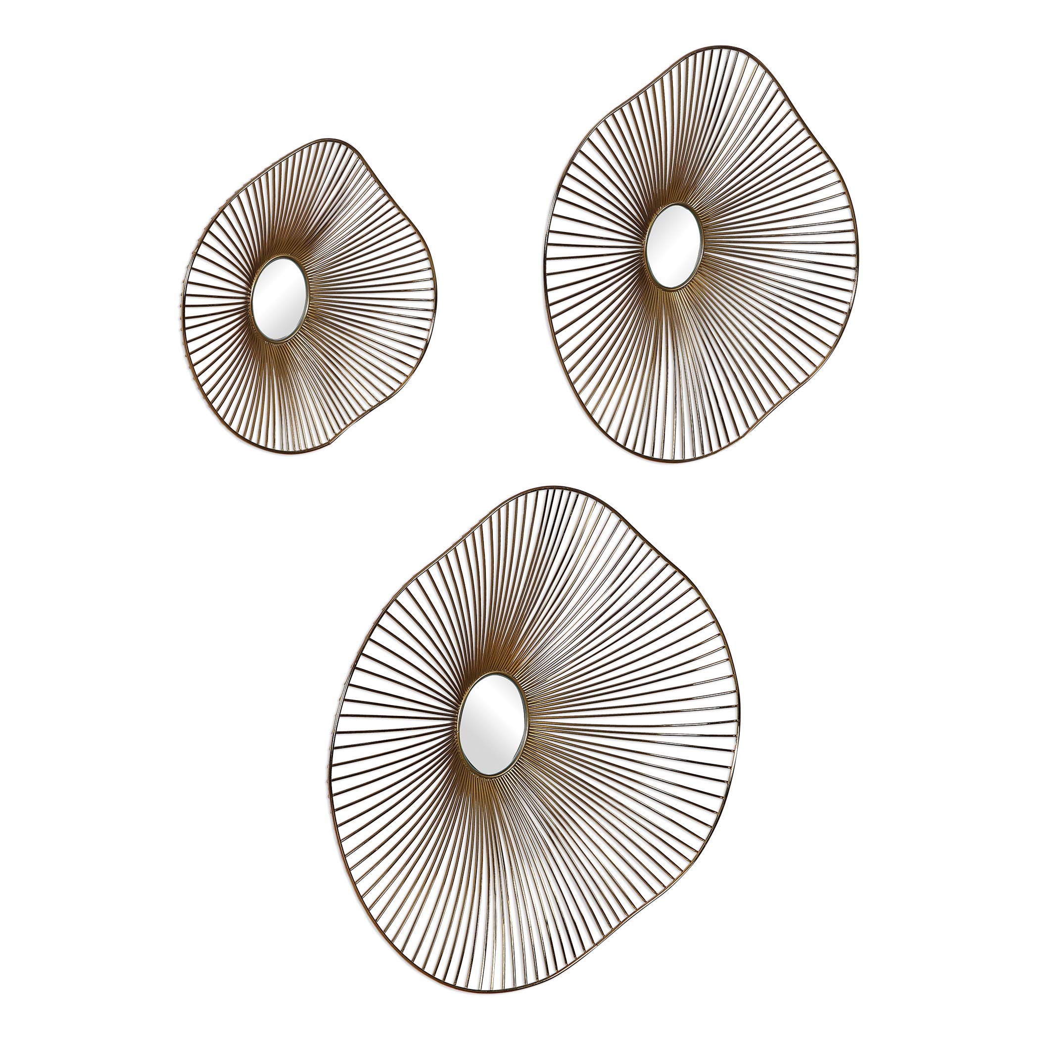 Stylish Avarie Gold Metal Wall Art Set of 3 - Modern Home Decor for Living Room, Bedroom & Office - Perfect for Gifts & Interior Design