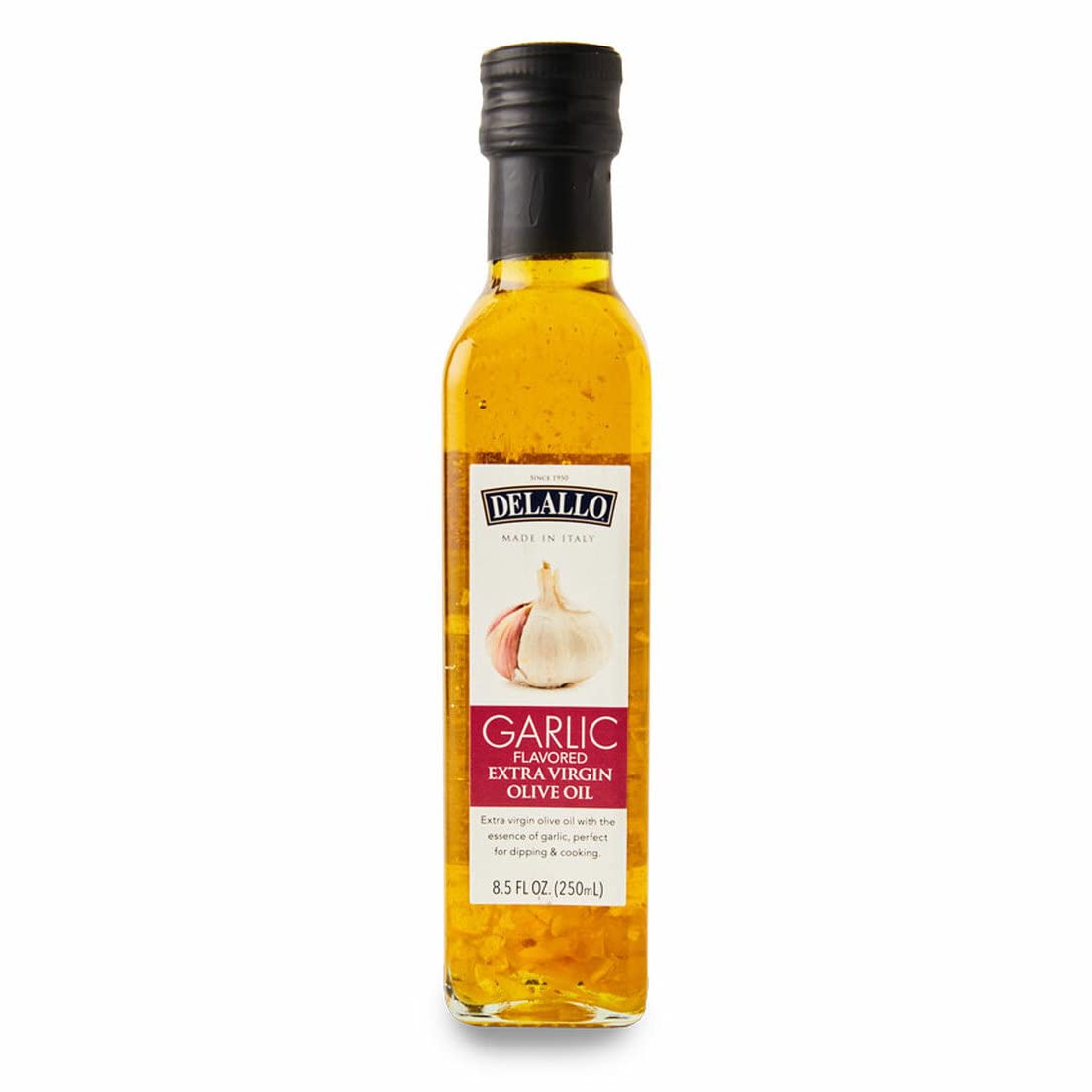 DeLallo Garlic Infused Extra Virgin Olive Oil - 8.5oz Bottle (12-Pack) | Premium Dipping Oil for Bread, Pasta & Salads | Italian Cooking & Gourmet Entertaining