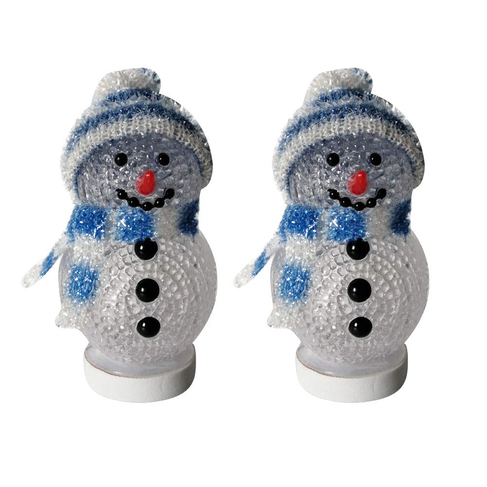 USB Christmas Snowman Night Light - Sky Blue LED Lamp for Bedroom Decor