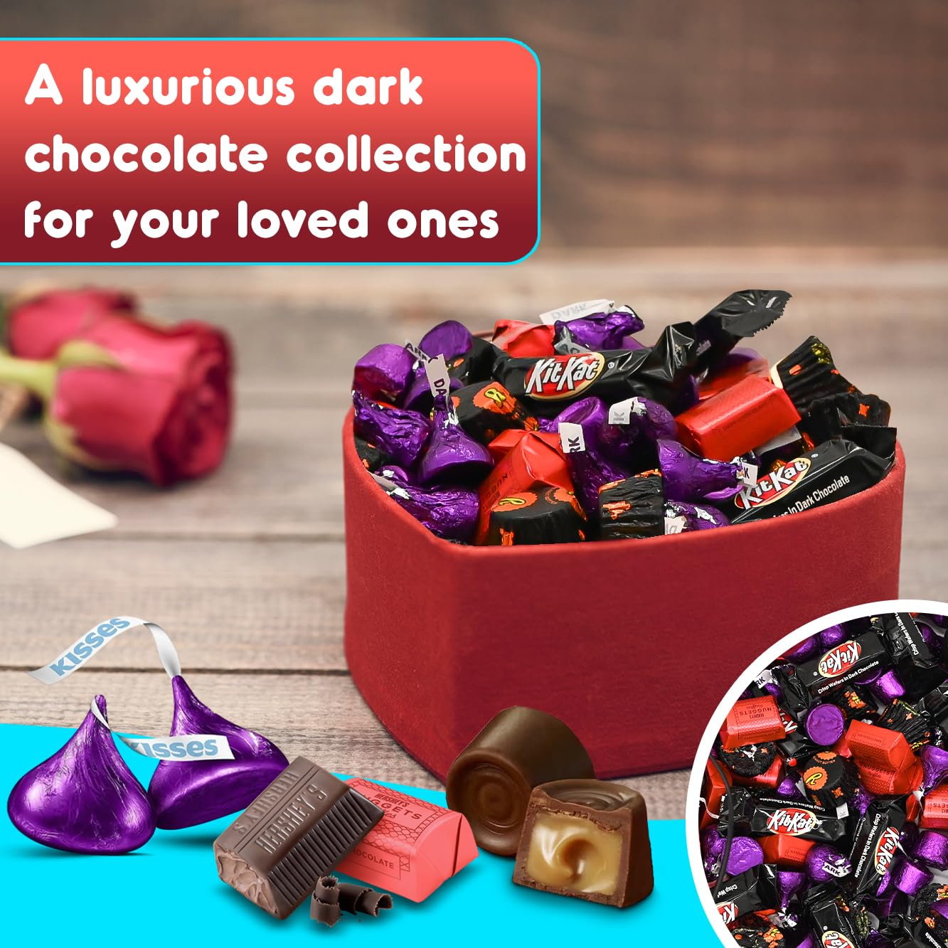 Premium Dark Chocolate Variety Pack – Hershey's Kisses, Rolo Salted Caramel & Truffles – 2 lb Bulk Candy Assortment with Individually Wrapped Pieces | Perfect for Holiday Gifts, Party Favors, Office Snacks & Dessert Platters