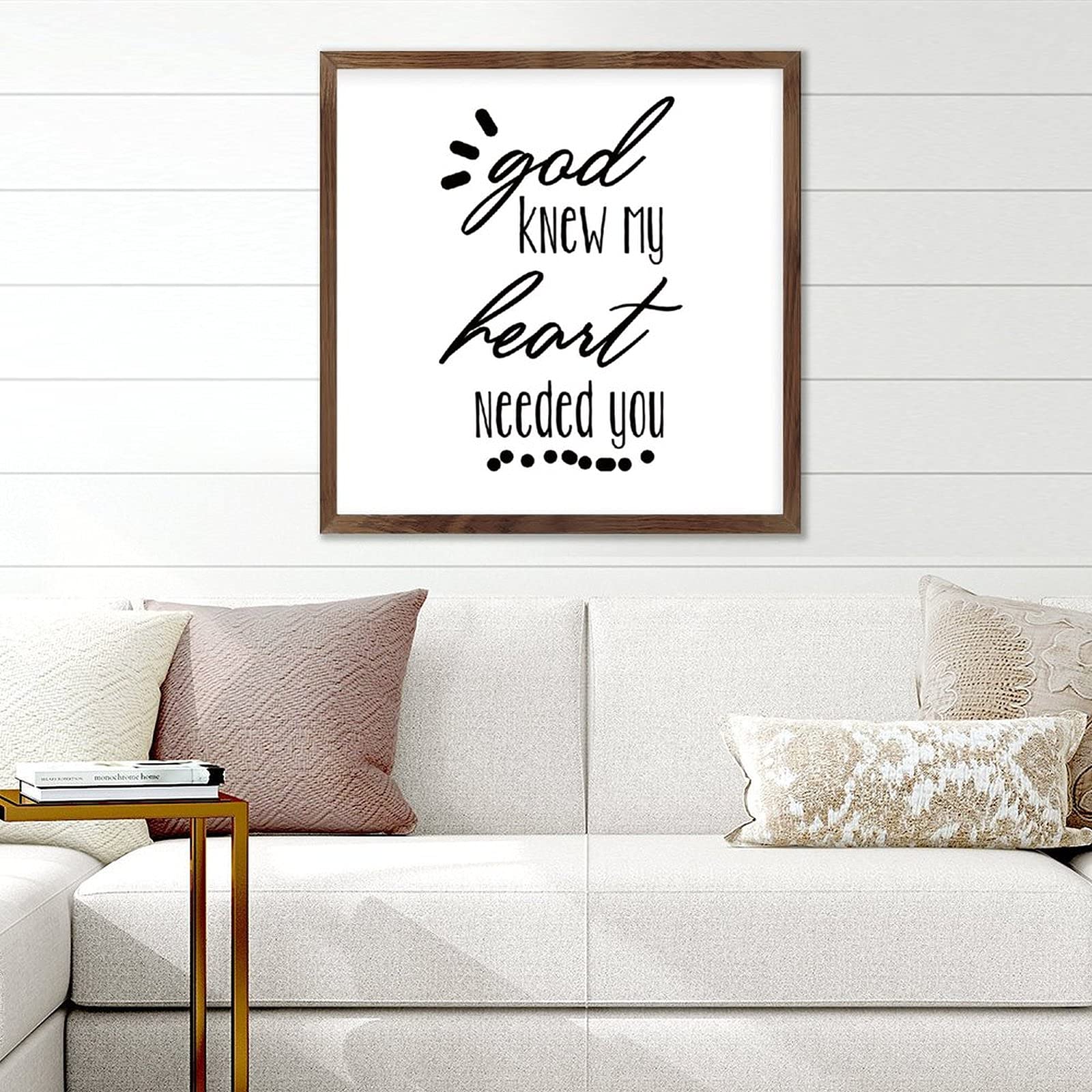 God Knew My Heart Needed You Sign - Inspirational Wall Art for Living Room, Farmhouse Decor - 12x12 Inch Wood Framed Sign - Perfect for Home Decor, Wedding Gift & Christian Housewarming Present