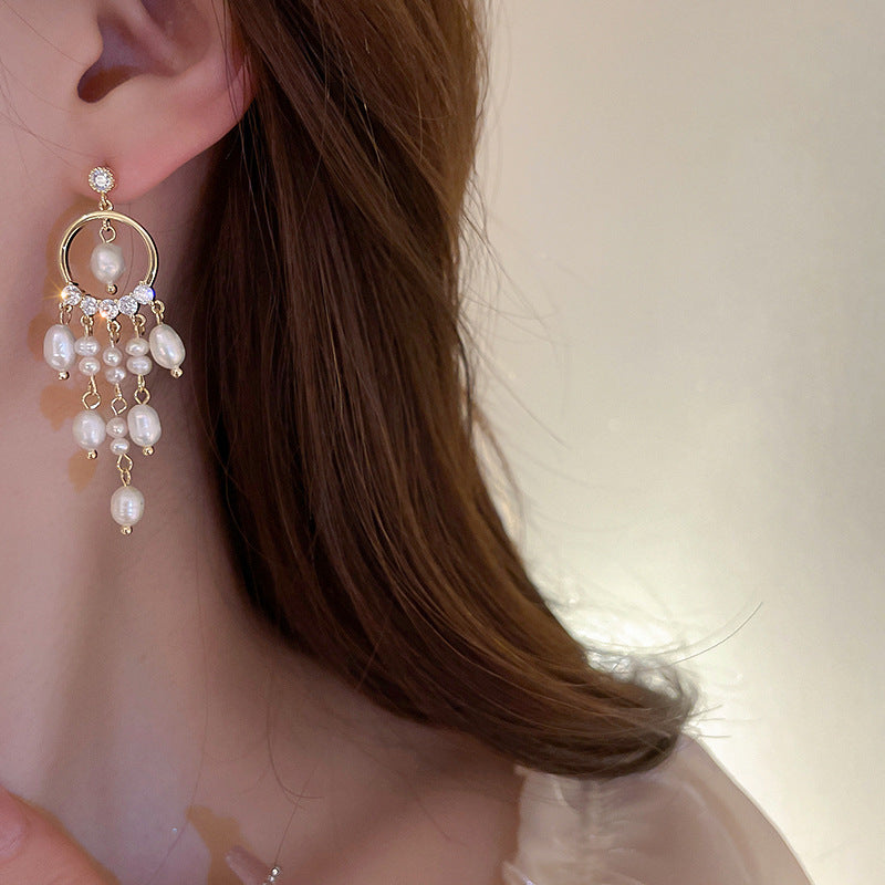 Baroque Freshwater Pearl Chandelier Earrings for Women - Elegant Dangle Earrings for Wedding, Party & Special Occasions | HE9269