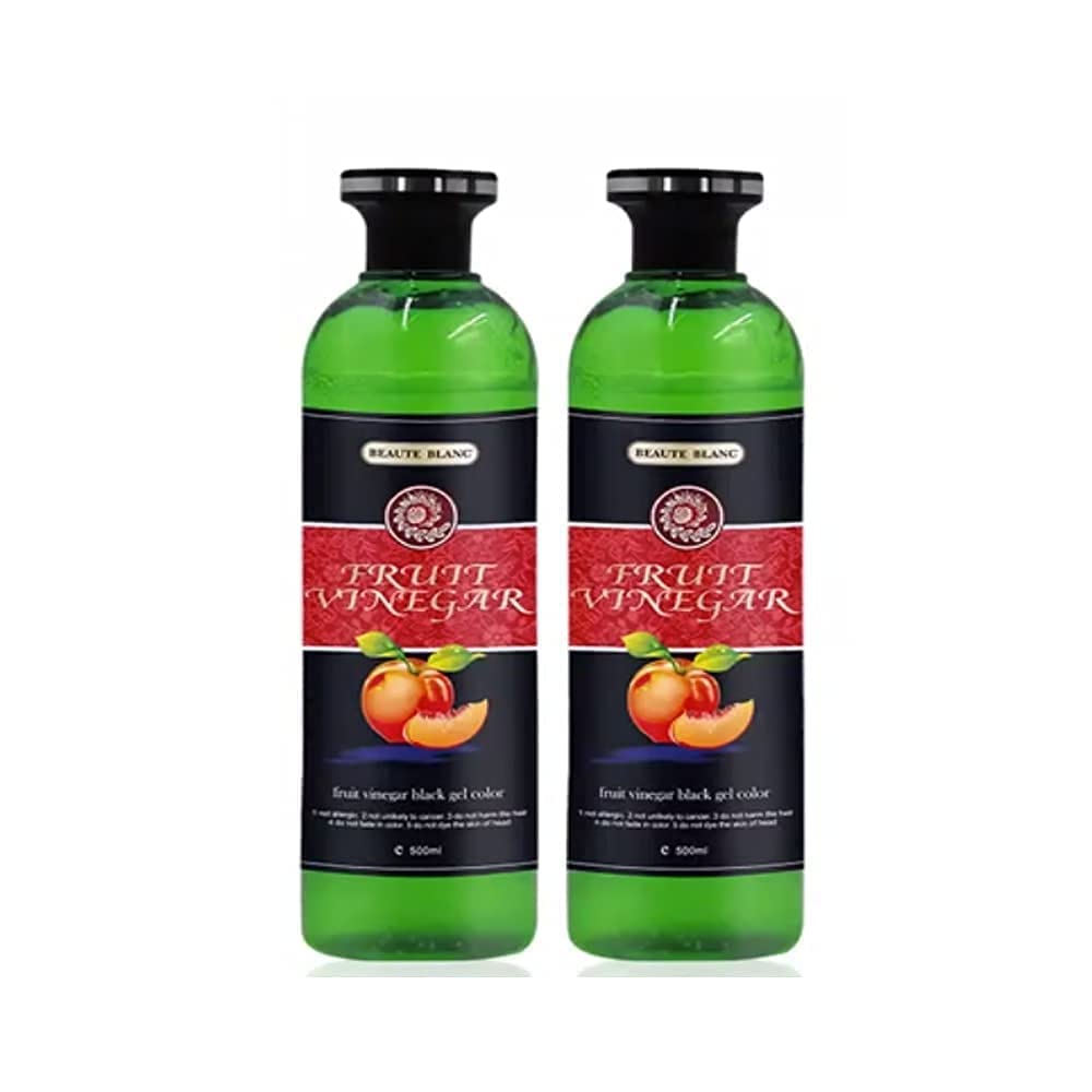 BEAUTE BLANC Fruit Vinegar Hair Color - Natural Black Hair Dye with Hair Care Benefits (500ml x 2 Pack) | Gentle Coloring for Gray Coverage & Daily Hair Maintenance