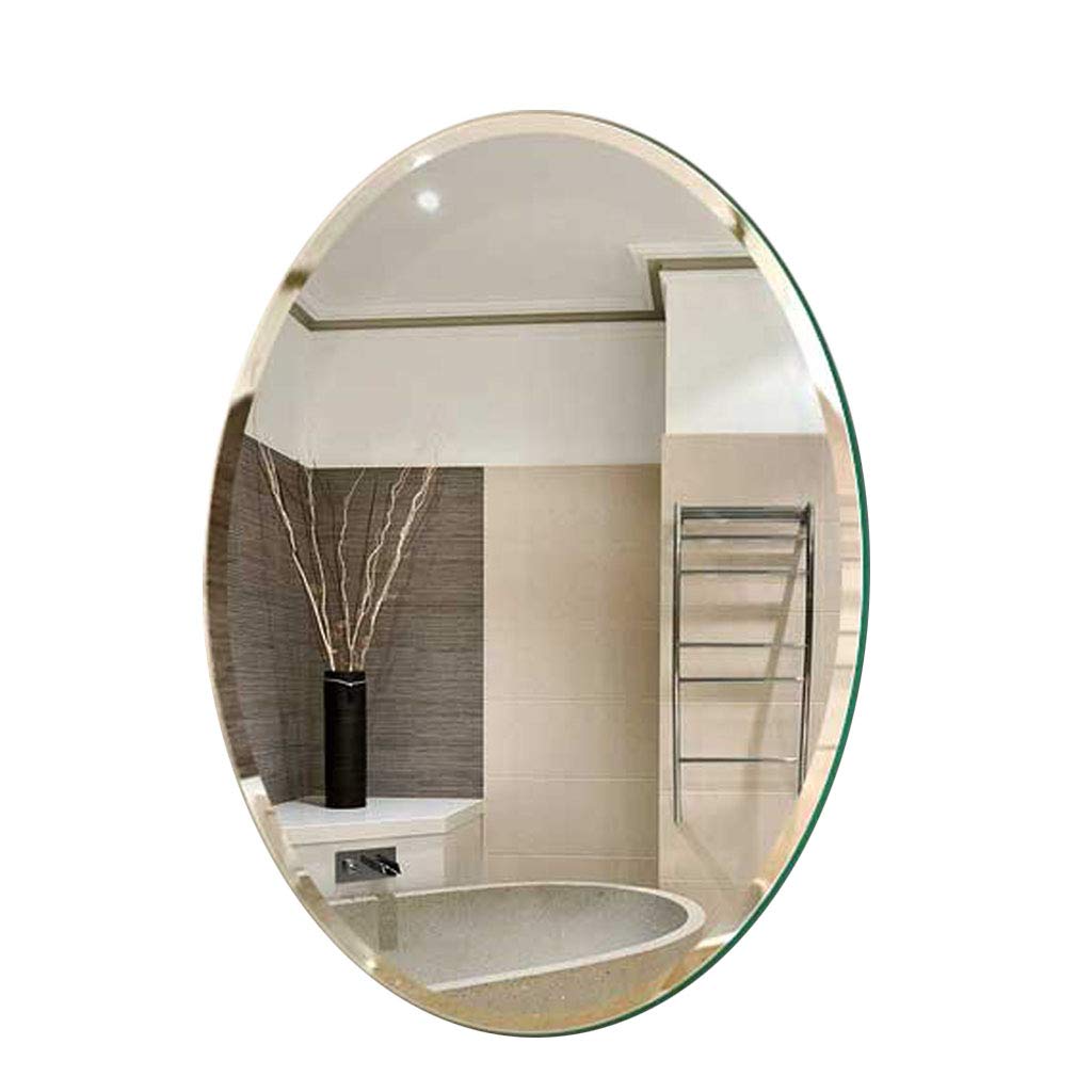Oval Wall Mirror Unframed - Shatterproof Bathroom Mirror with Premium Glass Panel for Bedroom, Living Room, Entryway & Vanity - Elegant Home Decor for Modern Interior Design