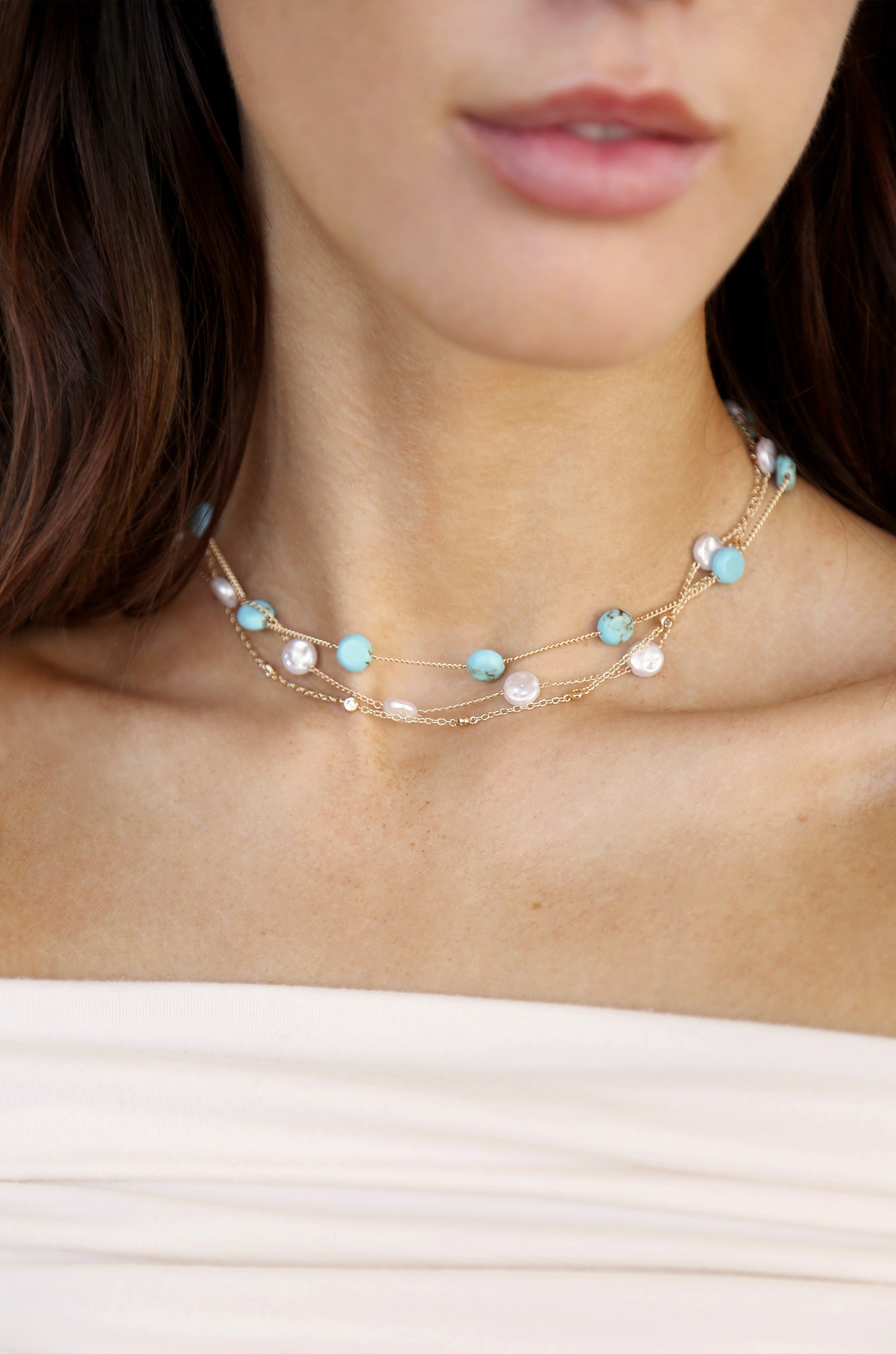 Elegant Turquoise & Pearl Necklace for Women - Perfect for Weddings, Parties & Special Occasions