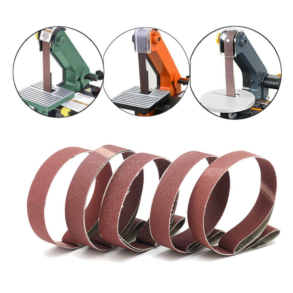 1 Inch x 30 Inch Sanding Belts - 10 Pack Aluminum Oxide Abrasive Belts (60/80/120/180/240/320/400/600/800/1000 Grits) for Woodworking, Metal Polishing & DIY Projects - Perfect for Belt Sanders, Surface Smoothing & Finishing Touches