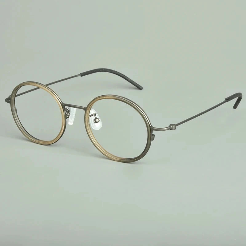 Aimee Unisex Full Rim Round Titanium Acetate Eyeglasses Frame 15503 - Lightweight & Durable Glasses for Men & Women - Perfect for Reading, Work & Everyday Wear