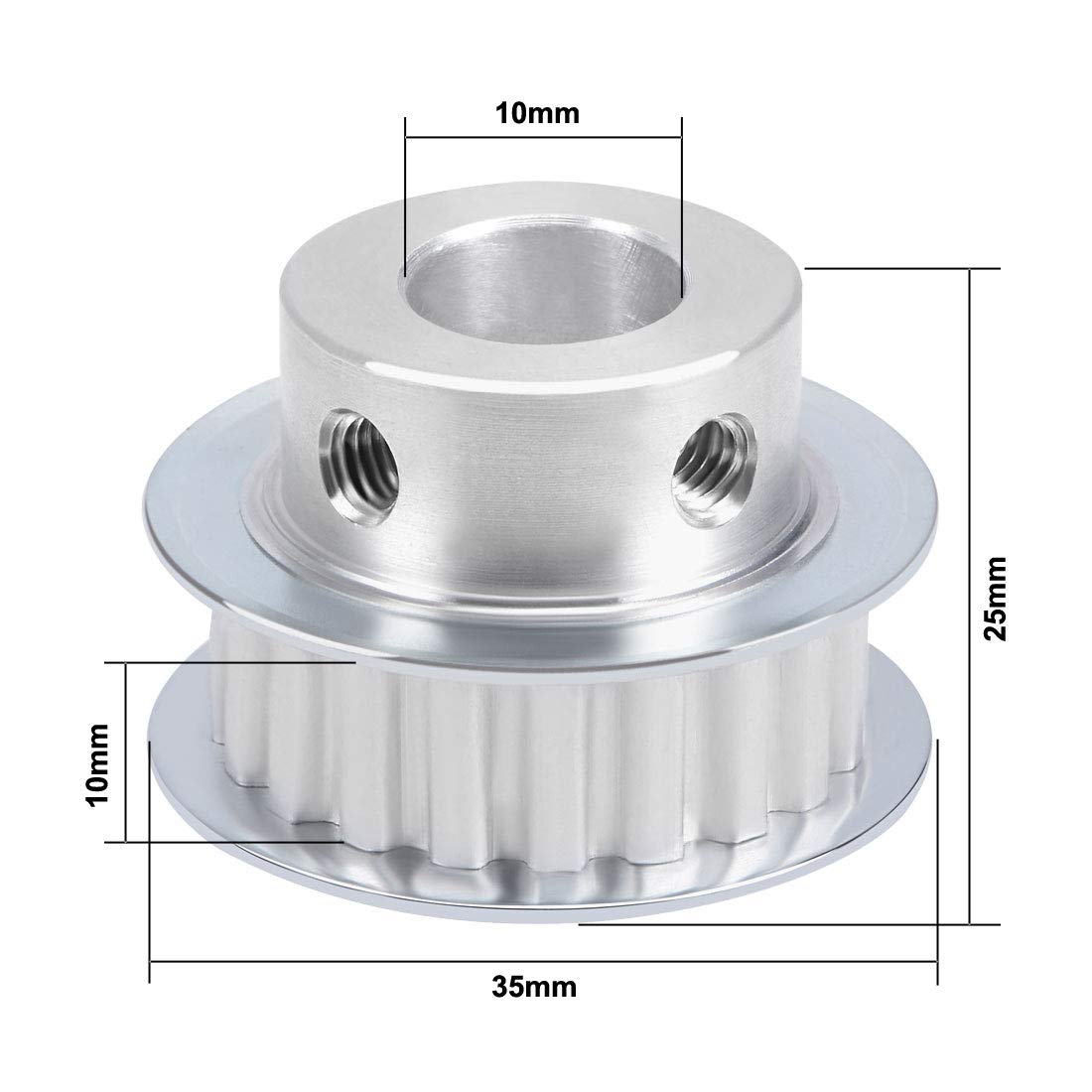 uxcell Aluminum XL 20 Teeth 12mm Bore Timing Belt Pulley Flange Synchronous Wheel for 10mm Belt - Compatible with 3D Printers, CNC Machines & Industrial Equipment