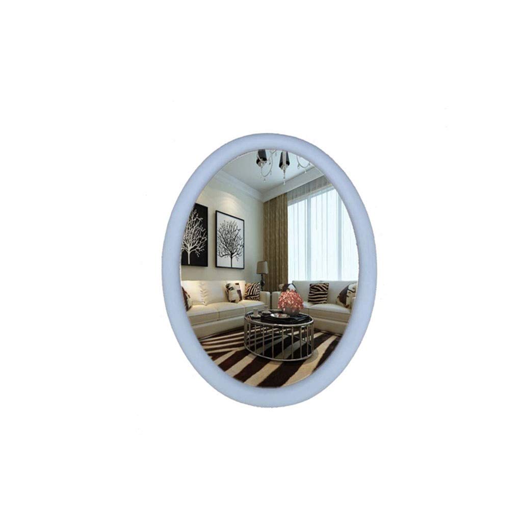 **White Oval Wall-Mounted Bathroom Mirror – 63x49cm Compact Vanity Mirror for Makeup & Dressing – Perfect for Home, Hotel, and Beauty Salon Use**