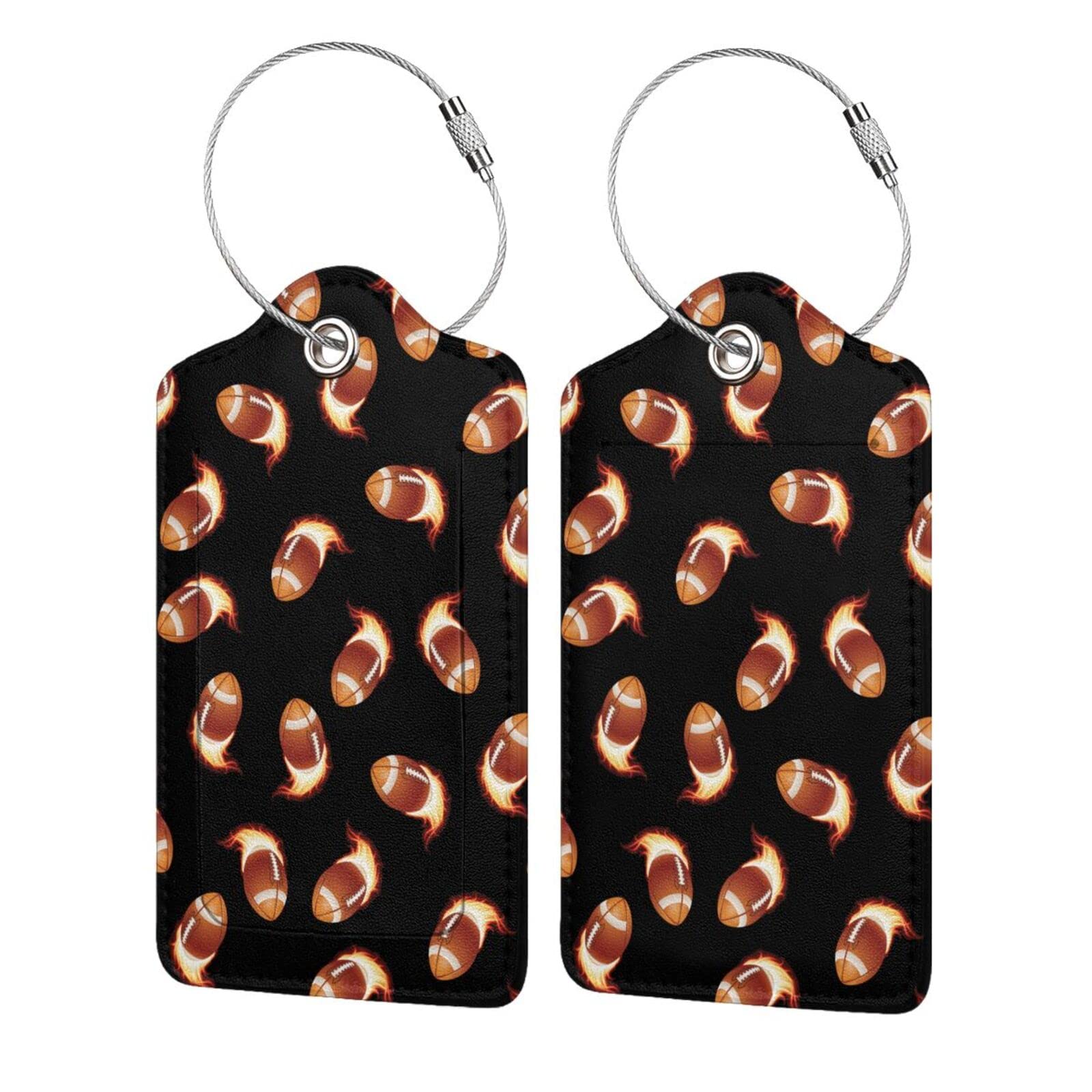 2 PCS PU Leather Luggage Tags with Stainless Steel Loop - Stylish Travel Luggage ID Tags for Suitcases, Backpacks & Bags - Perfect for Women, Men & Kids - Great Gift Idea for Travelers - Ideal for Airports, Hotels & Vacation Trips