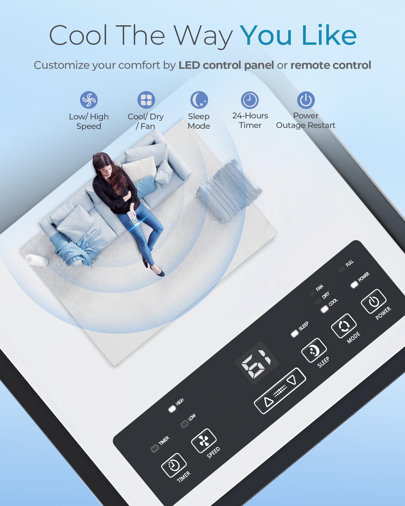 10,000 BTU Portable Air Conditioner with Dehumidifier & Fan - Cools Rooms Up to 350 Sq.Ft - 24H Timer & Remote Control - Includes Window Mount Kit - Perfect for Bedrooms, Offices & Small Apartments