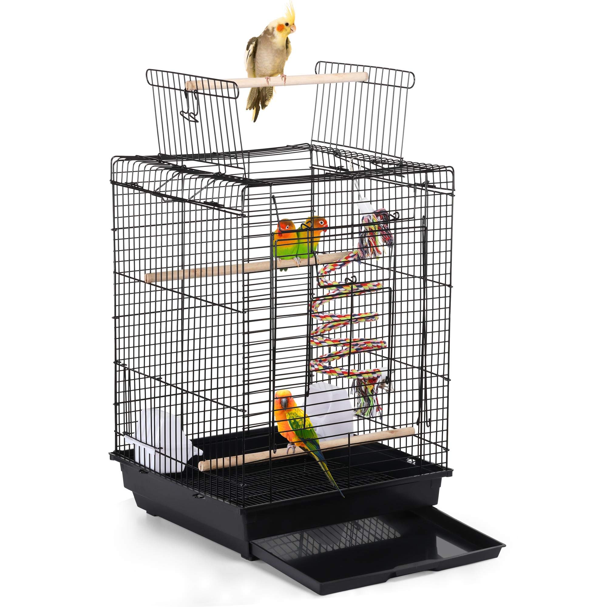 Yaheetech Open Top Travel Bird Cage for Small Birds - Portable & Lightweight for Conures, Sun Parakeets, Green Cheek Conures, Lovebirds, Budgies, Finches & Canaries | Perfect for Road Trips, Vet Visits & Outdoor Adventures
