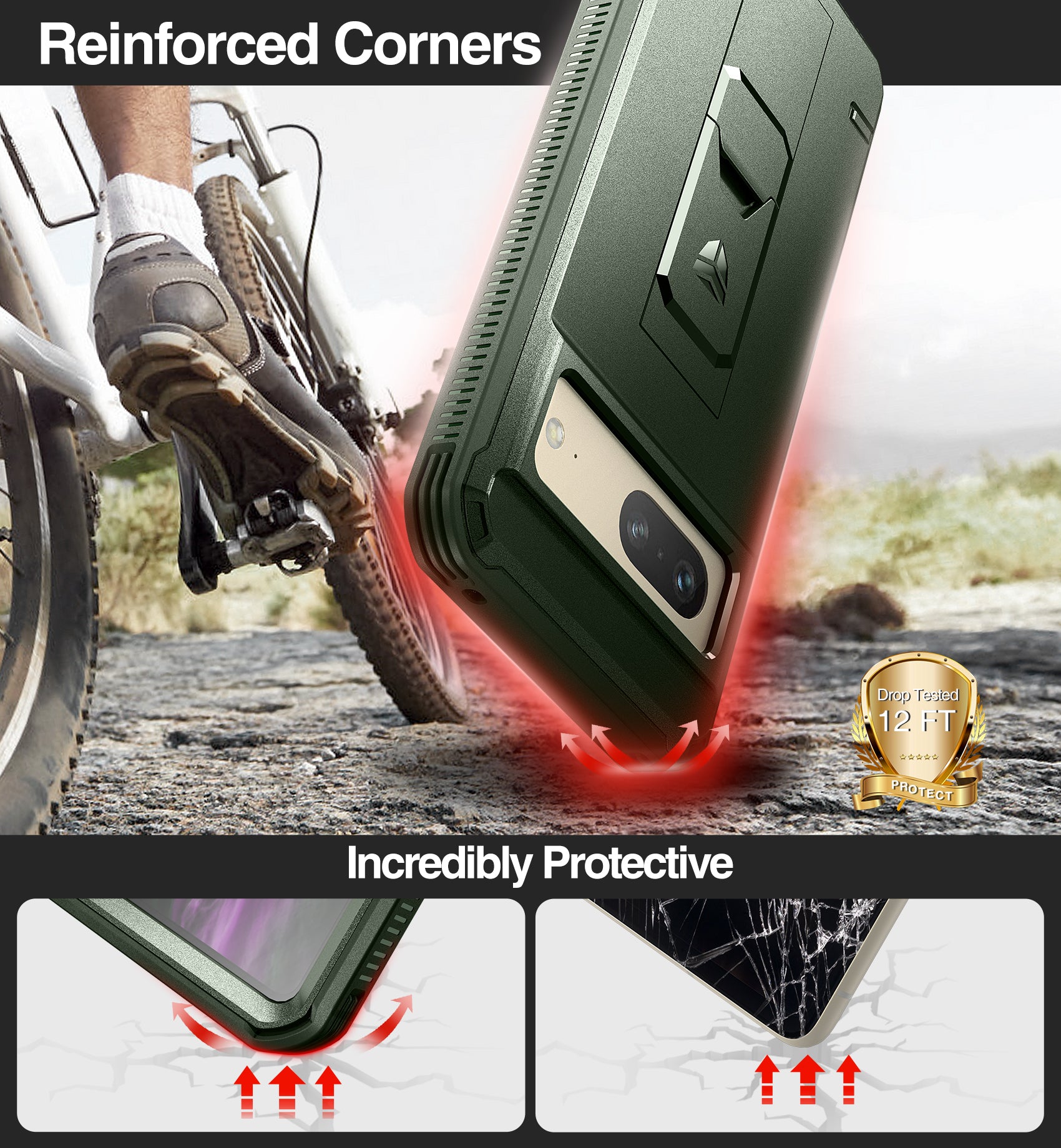 Dexnor Heavy Duty Shockproof Rugged Case for Google Pixel 7 with Screen Protector, Full Body Bumper & Kickstand - Perfect for Outdoor Adventures, Work & Travel Protection