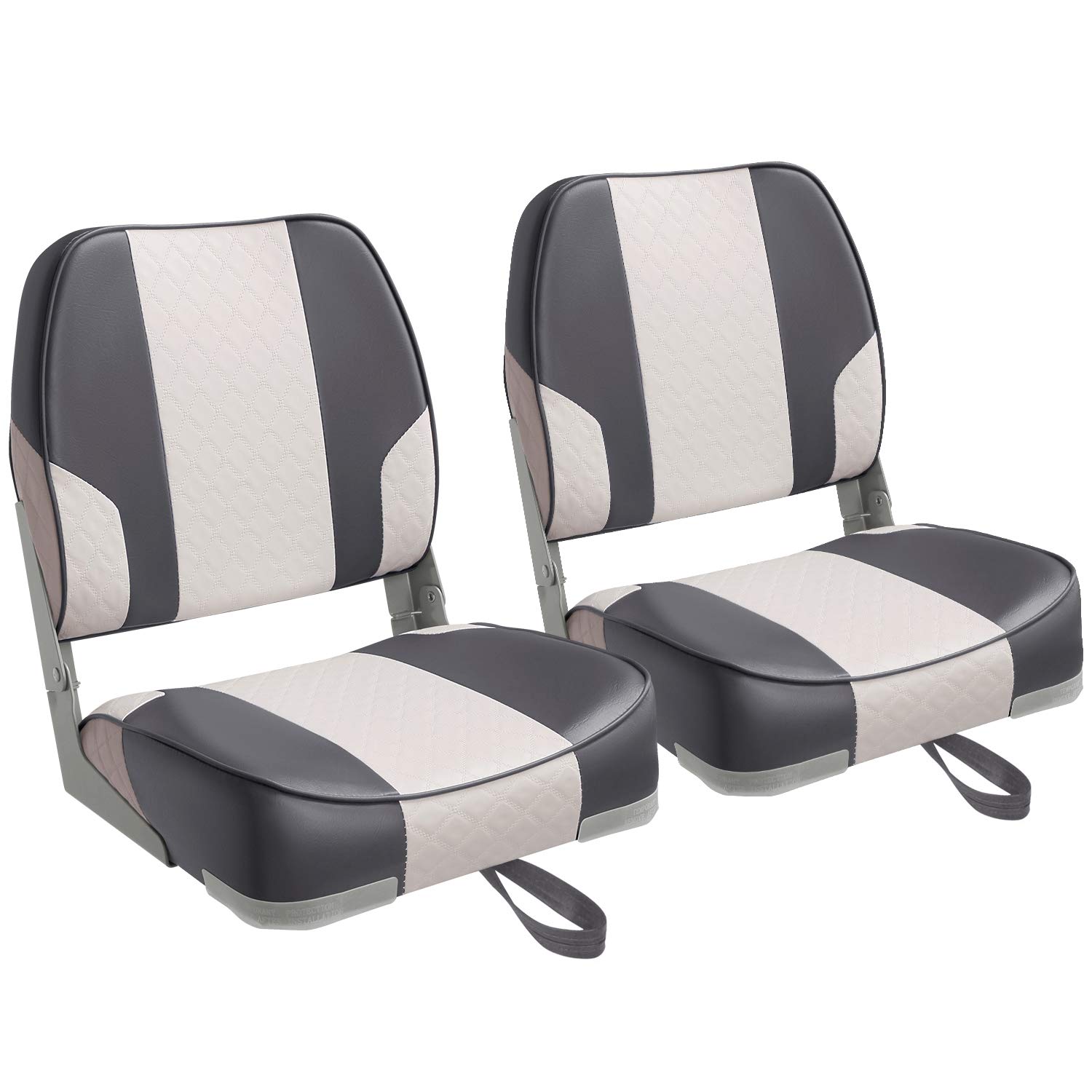 Leader Accessories Low Back Folding Boat Seats - 2 Pack Comfortable Marine Chairs for Fishing, Boating & Outdoor Activities