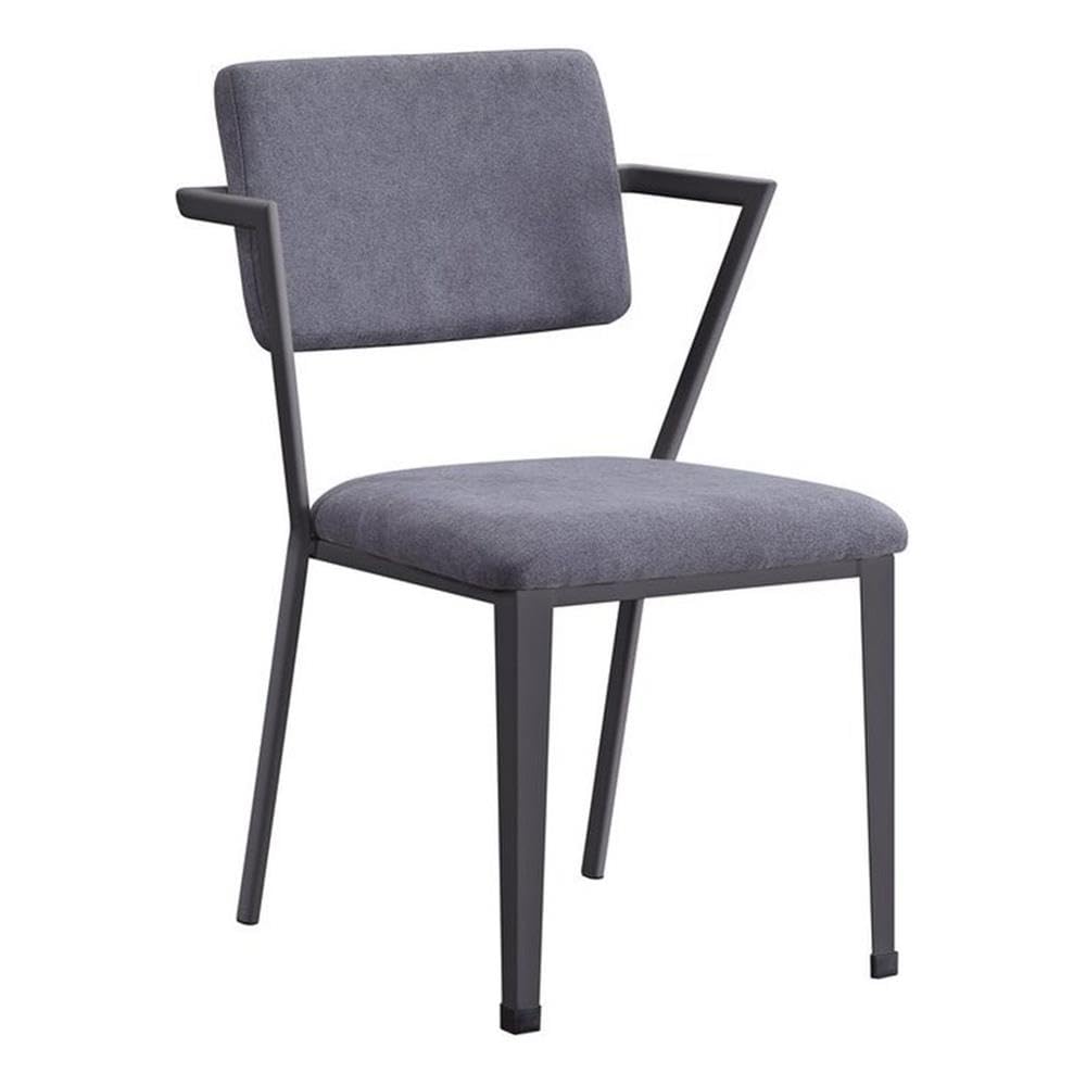 Acme Cargo Upholstered Dining Arm Chairs - Set of 2 in Gray & Gunmetal for Modern Kitchen, Dining Room or Breakfast Nook