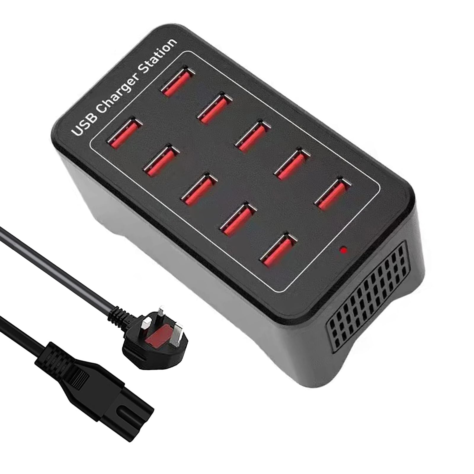 50W 10-Port USB Charging Station - Fast Multi-Device Desktop Charger Hub for iPhone 12/13/14/15, Samsung S24/S23/S22, Tablets & More - Perfect for Home, Office & Travel Use